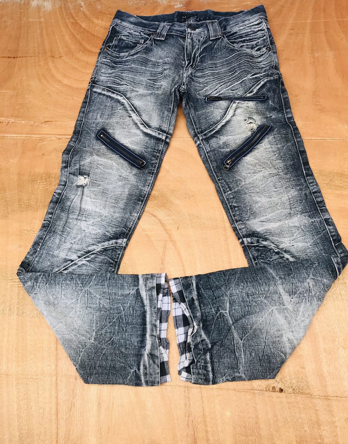 20471120 × Japanese Brand × Tornado Mart Lowbox bondage Spiral Knee zipper flashwash Crack Mark Size US 29 - 10 Thumbnail
