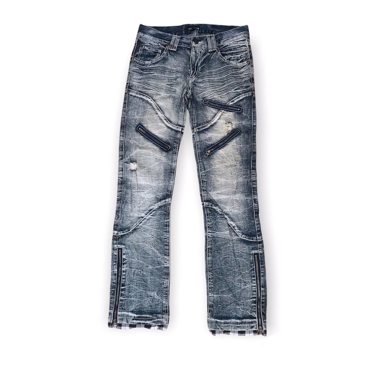 20471120 × Japanese Brand × Tornado Mart Lowbox bondage Spiral Knee zipper flashwash Crack Mark Size US 29 - 2 Thumbnail