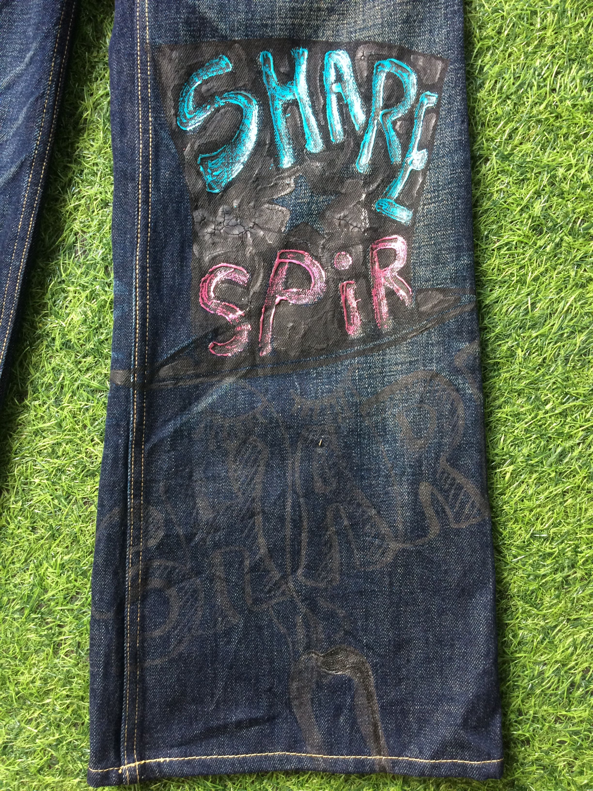 Japanese Brand Japanese Painted Flared Denim Jeans #D-362 Size 25" / US 0 / IT 36 - 3 Thumbnail