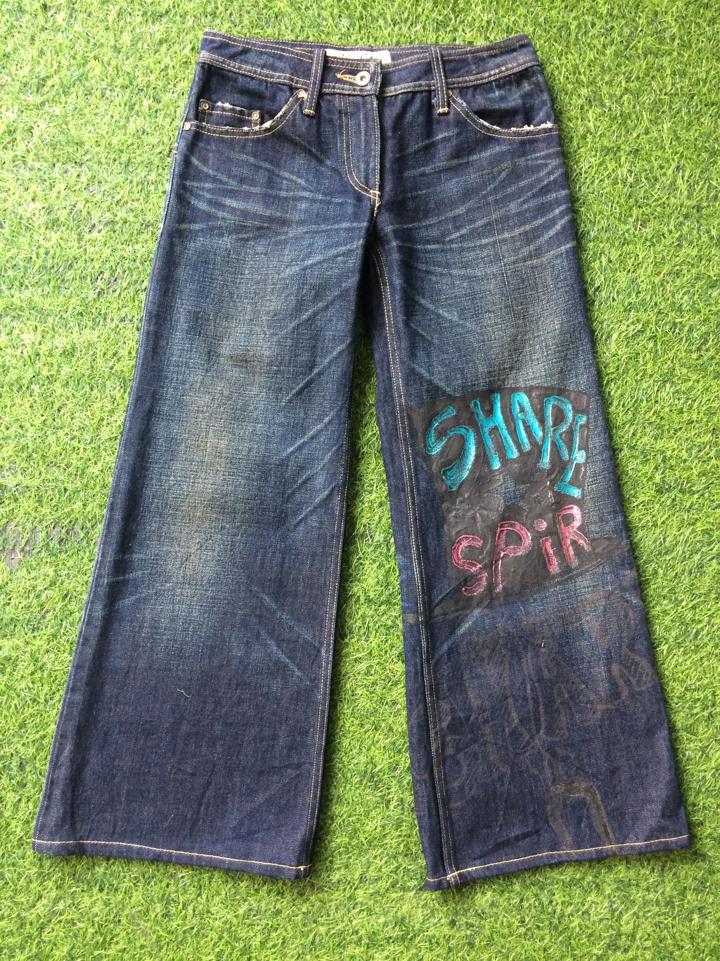 Japanese Brand Japanese Painted Flared Denim Jeans #D-362 Size 25" / US 0 / IT 36 - 1 Thumbnail