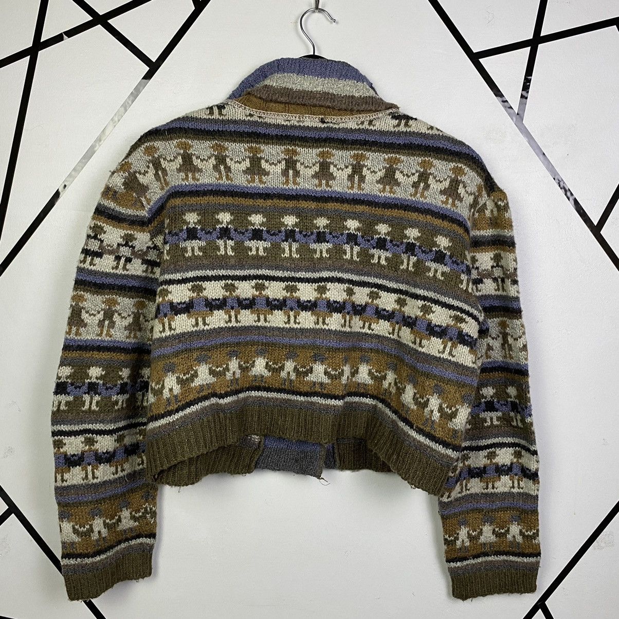 Aran Isles Knitwear Vintage Cardigan Knitwear Native Button Up Crop Top Size L / US 10 / IT 46 - 2 Thumbnail