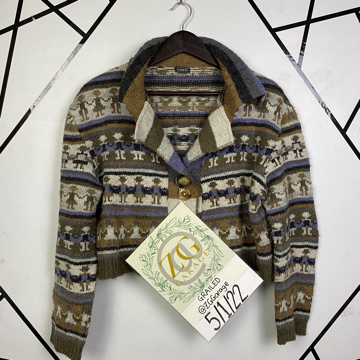 Aran Isles Knitwear Vintage Cardigan Knitwear Native Button Up Crop Top Size L / US 10 / IT 46 - 10 Thumbnail