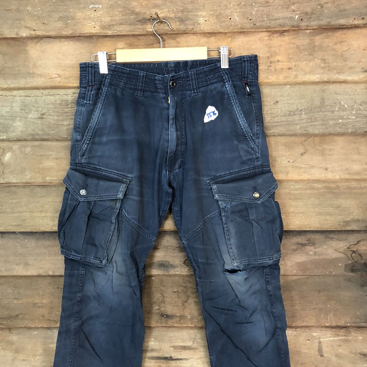 Faded Glory × Japanese Brand DL Geride Dark Blue Cargo tactical Multipocket Pants #5576 Size US 30 / EU 46 - 2 Thumbnail