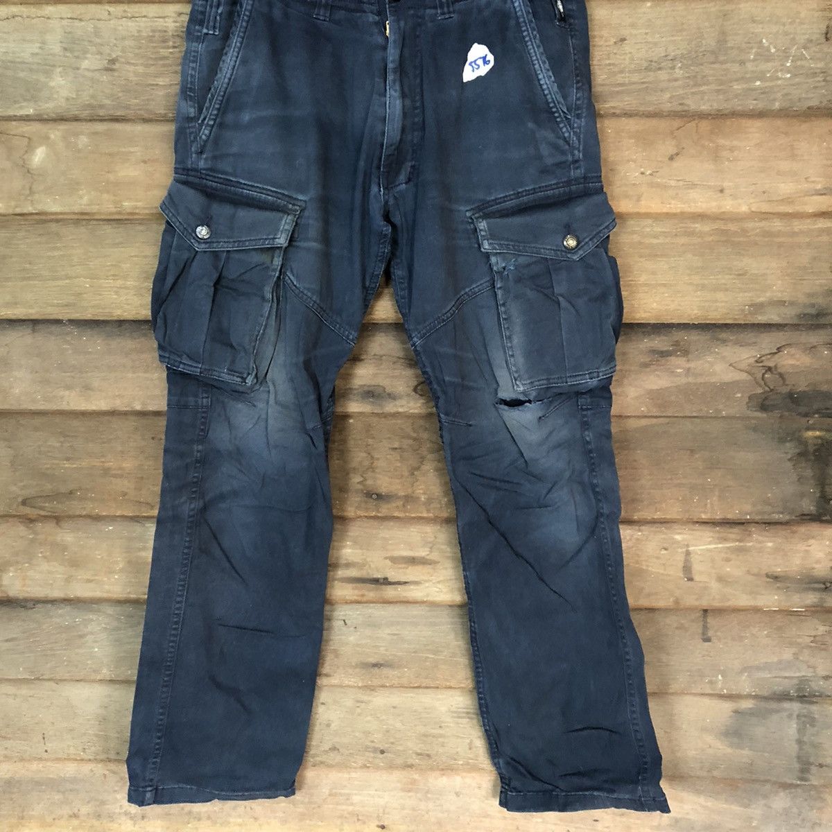 Faded Glory × Japanese Brand DL Geride Dark Blue Cargo tactical Multipocket Pants #5576 Size US 30 / EU 46 - 3 Thumbnail