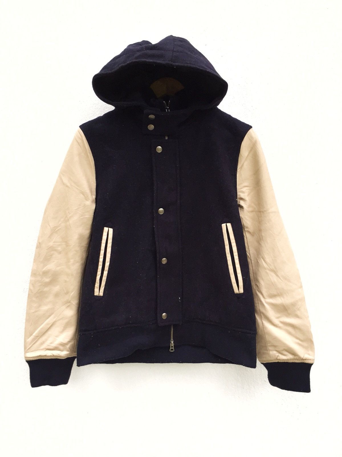 United Arrows A Day in The Life Wool PVC Sleeve Varsity Jacket Size US M / EU 48-50 / 2 - 1 Thumbnail
