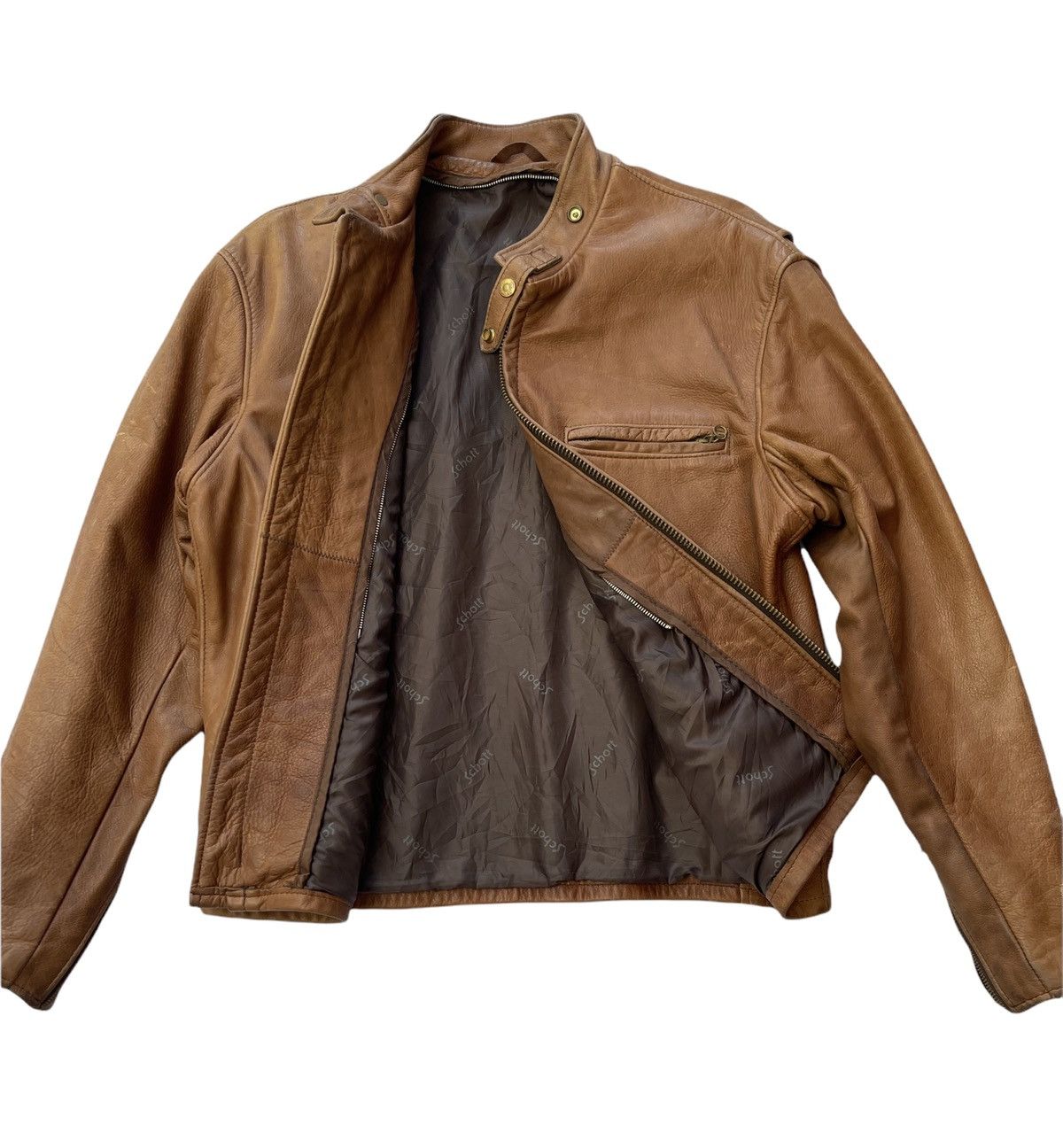 Schott SCHOTT CAFE RACER LEATHER BIKER JACKET Size US M / EU 48-50 / 2 - 10 Thumbnail