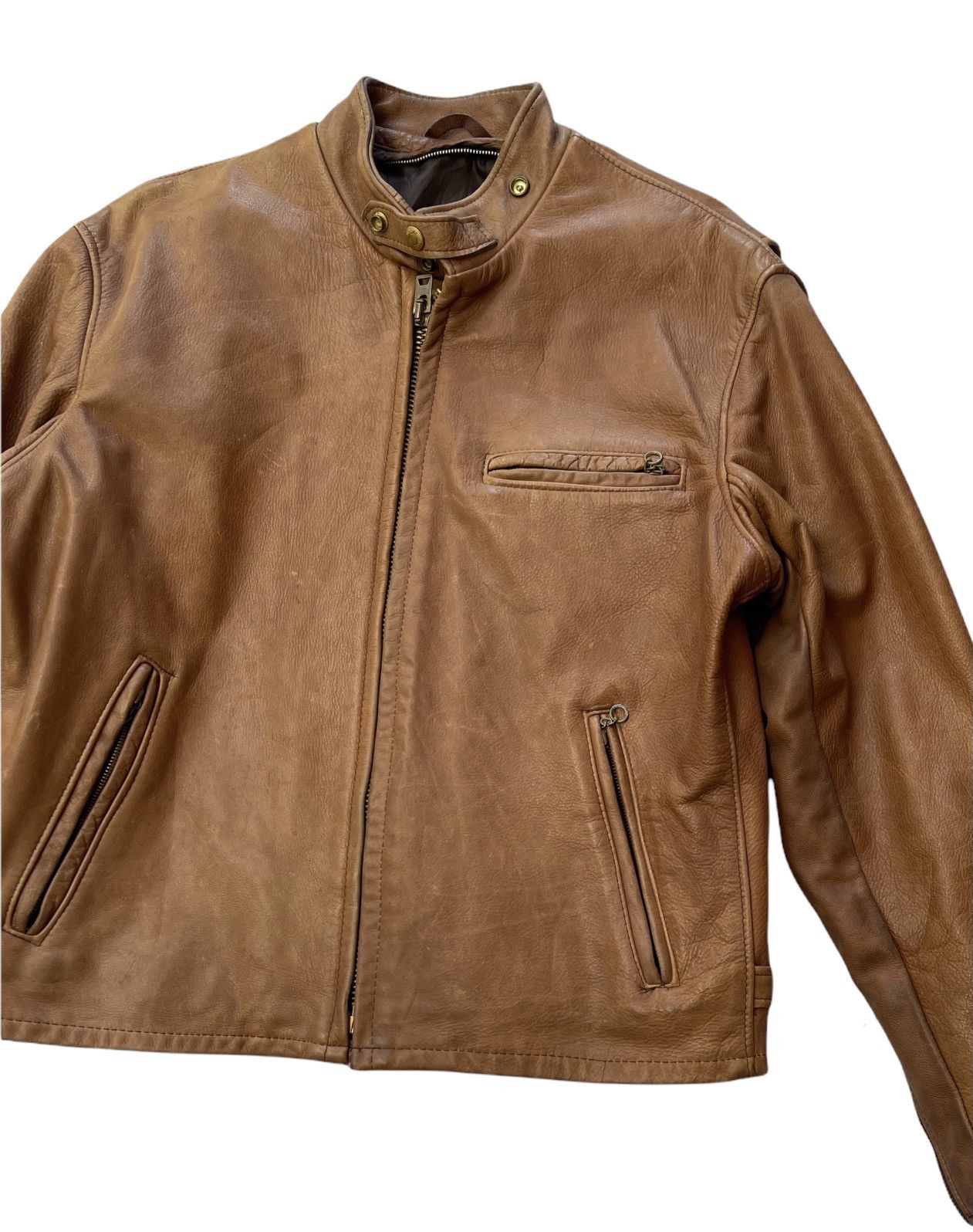 Schott SCHOTT CAFE RACER LEATHER BIKER JACKET Size US M / EU 48-50 / 2 - 9 Thumbnail