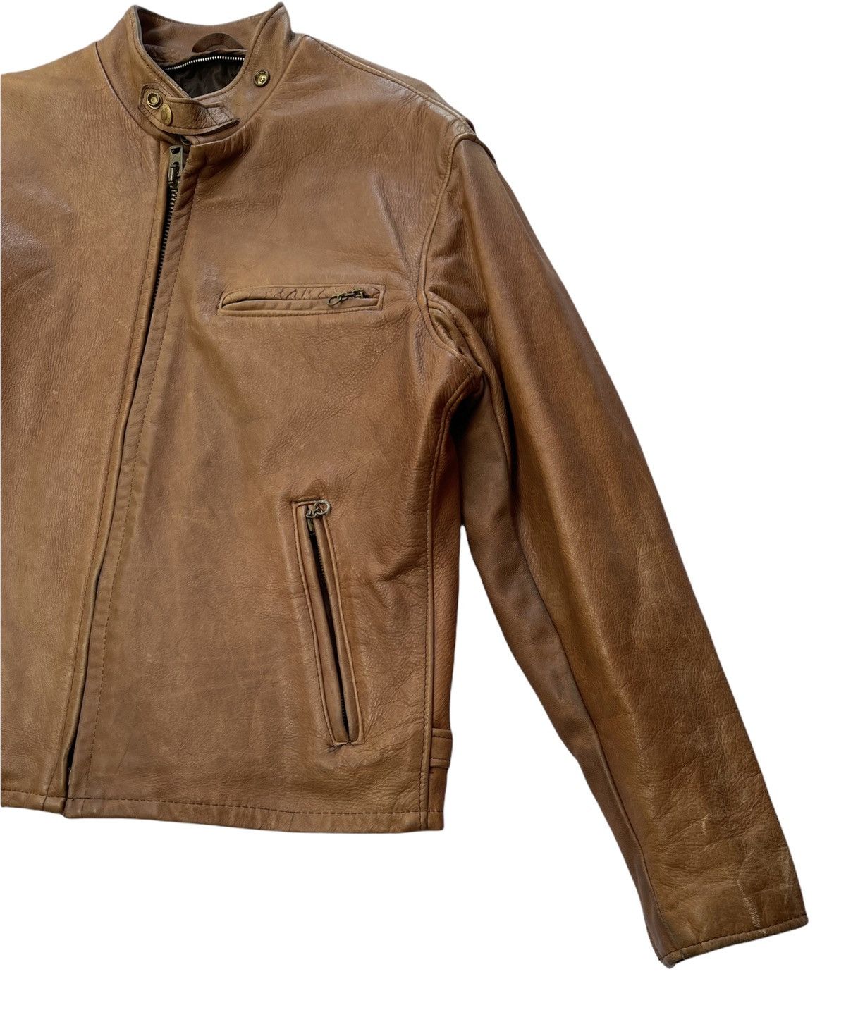 Schott SCHOTT CAFE RACER LEATHER BIKER JACKET Size US M / EU 48-50 / 2 - 4 Thumbnail