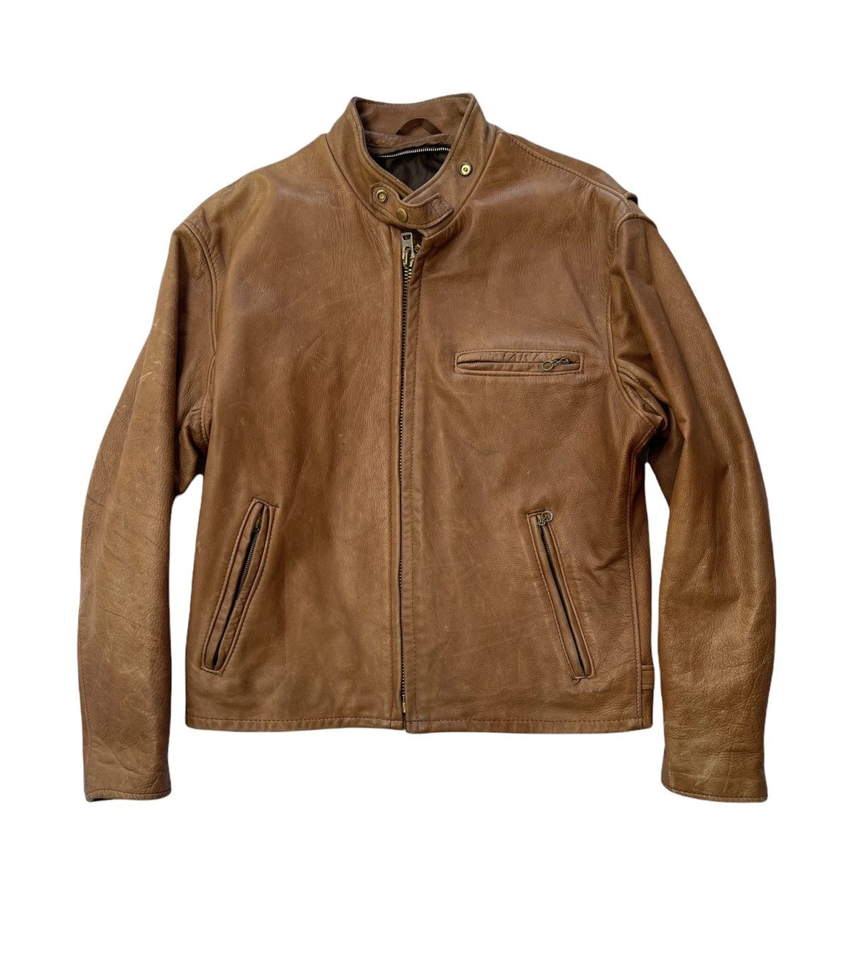Schott SCHOTT CAFE RACER LEATHER BIKER JACKET Size US M / EU 48-50 / 2 - 5 Thumbnail
