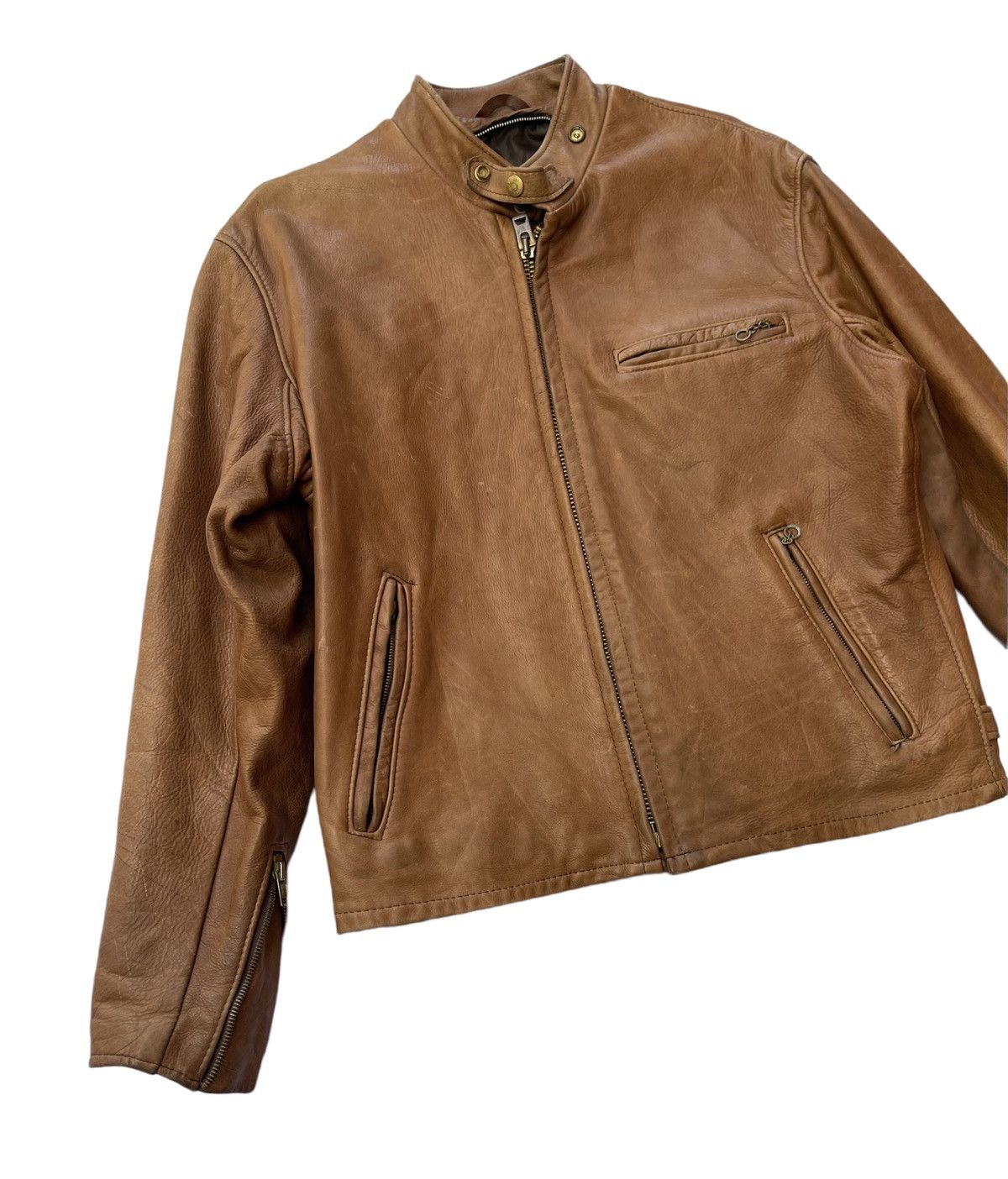 Schott SCHOTT CAFE RACER LEATHER BIKER JACKET Size US M / EU 48-50 / 2 - 3 Thumbnail