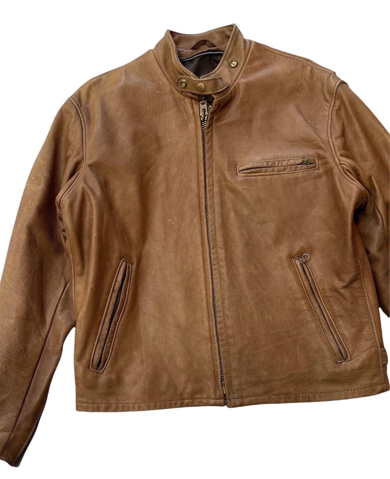Schott SCHOTT CAFE RACER LEATHER BIKER JACKET Size US M / EU 48-50 / 2 - 8 Thumbnail