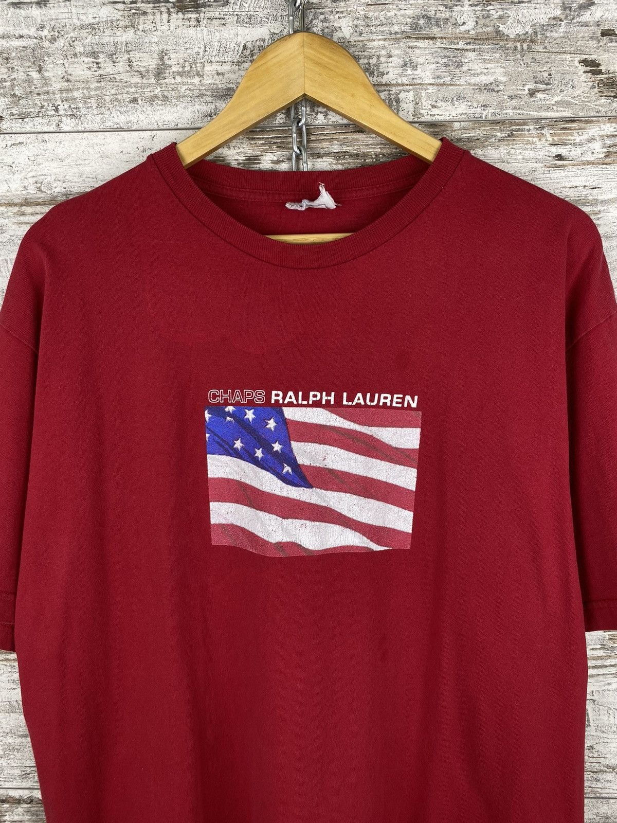 Chaps Ralph Lauren × Polo Ralph Lauren × Vintage Mens Vintage Chaps Polo Ralph Lauren T Shirt USA flag rare Size US L / EU 52-54 / 3 - 2 Thumbnail