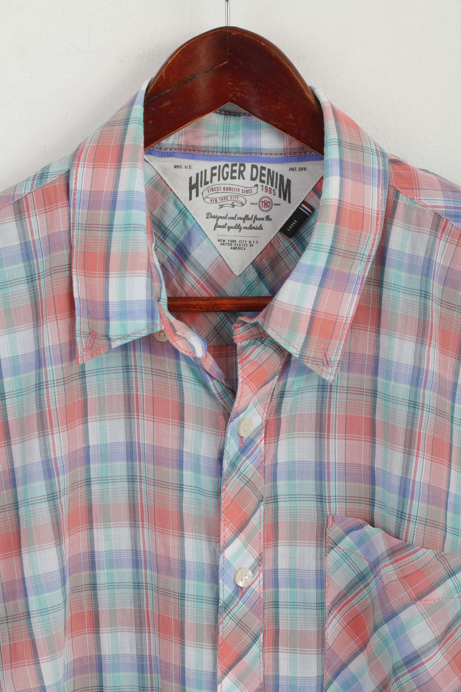 Tommy Hilfiger Hilfiger Denim Men L Casual Shirt Blue Check Soft 6493 Size US L / EU 52-54 / 3 - 2 Thumbnail