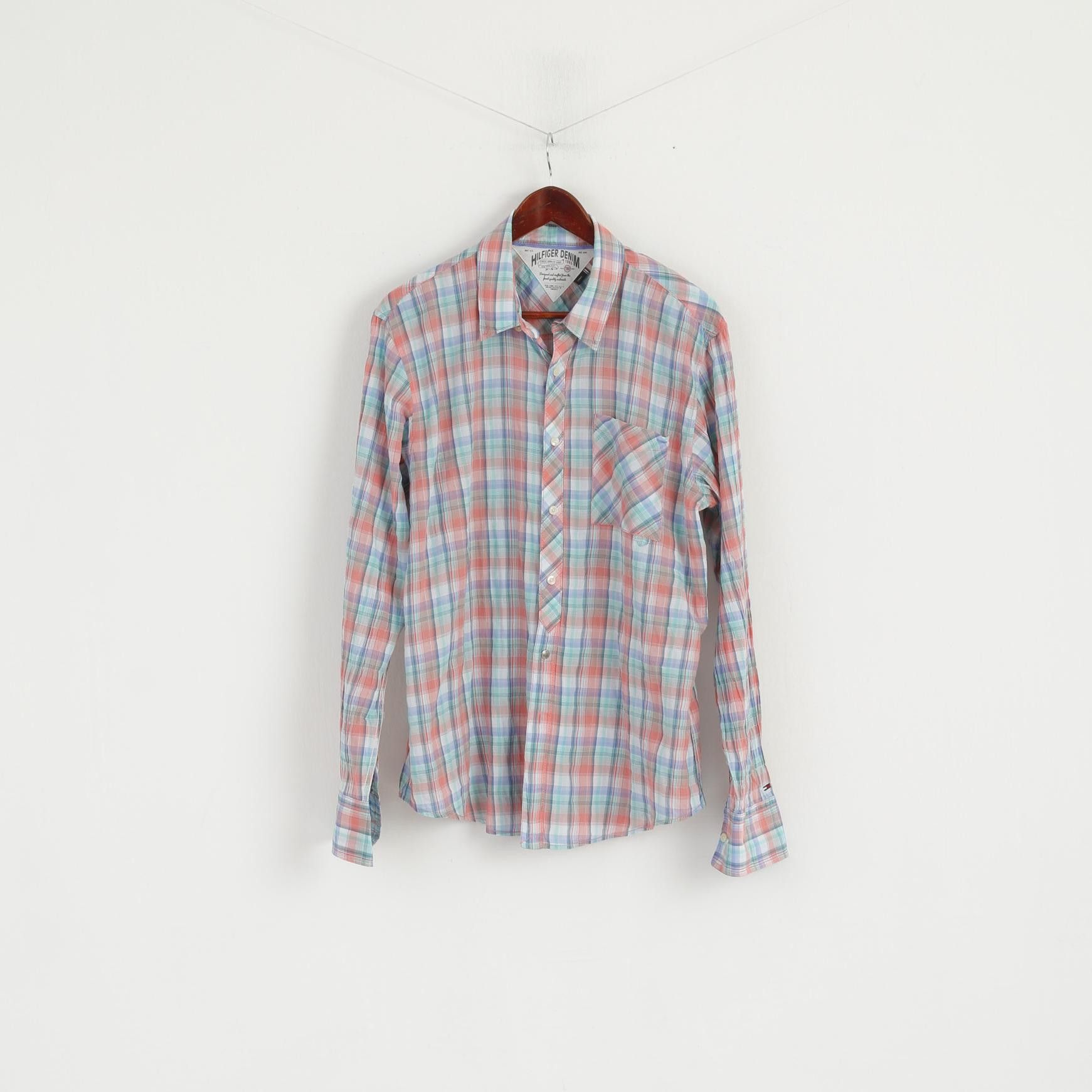 Tommy Hilfiger Hilfiger Denim Men L Casual Shirt Blue Check Soft 6493 Size US L / EU 52-54 / 3 - 1 Thumbnail