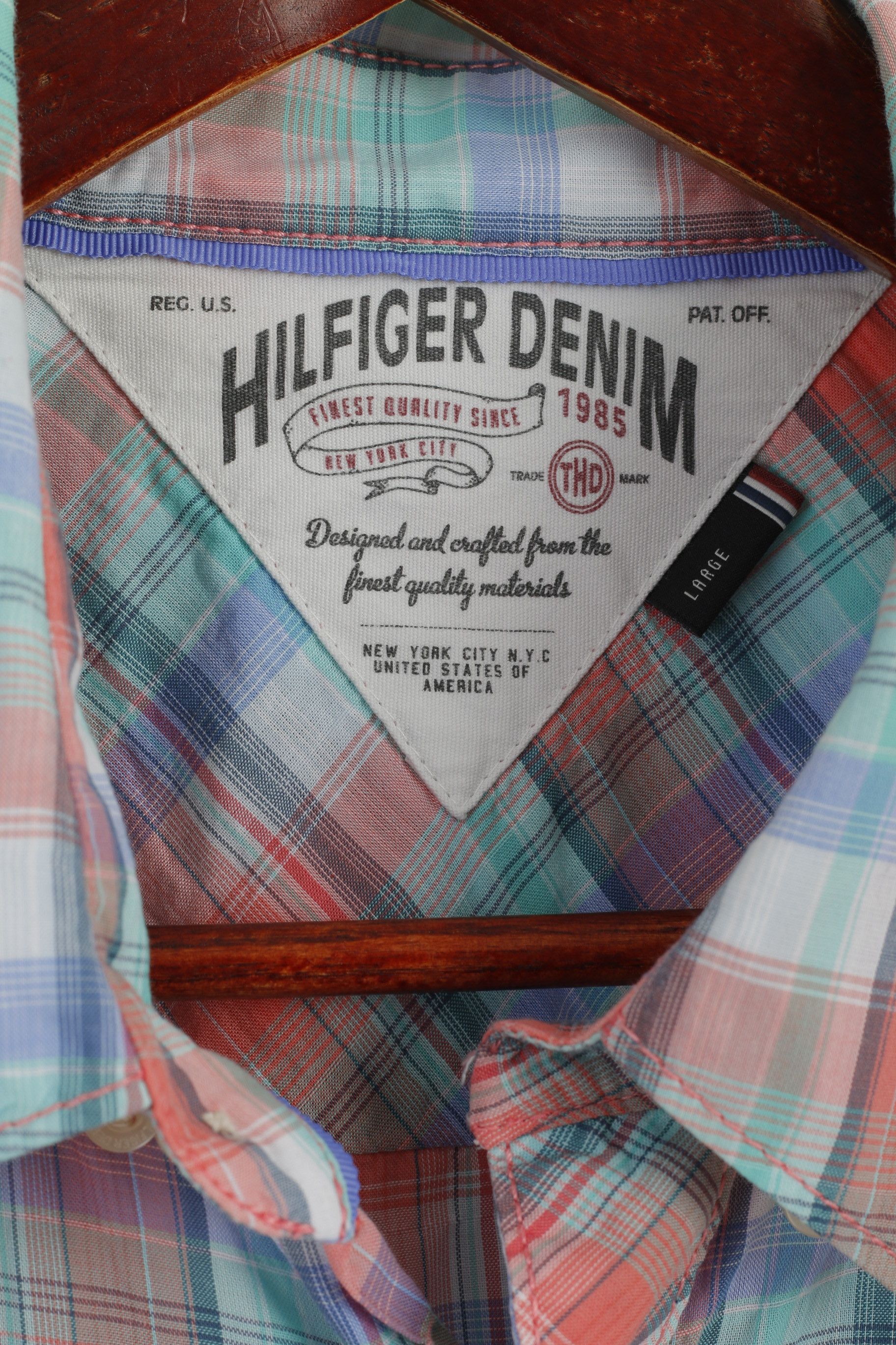 Tommy Hilfiger Hilfiger Denim Men L Casual Shirt Blue Check Soft 6493 Size US L / EU 52-54 / 3 - 4 Thumbnail
