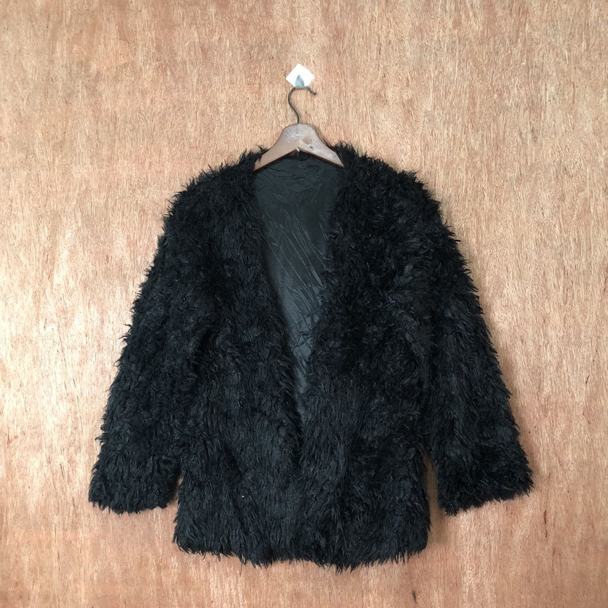 image of 1990X Clothing x Cardigan Shag Shaggy Fir Mohair Knitwear 6479 in Black (Size Medium)