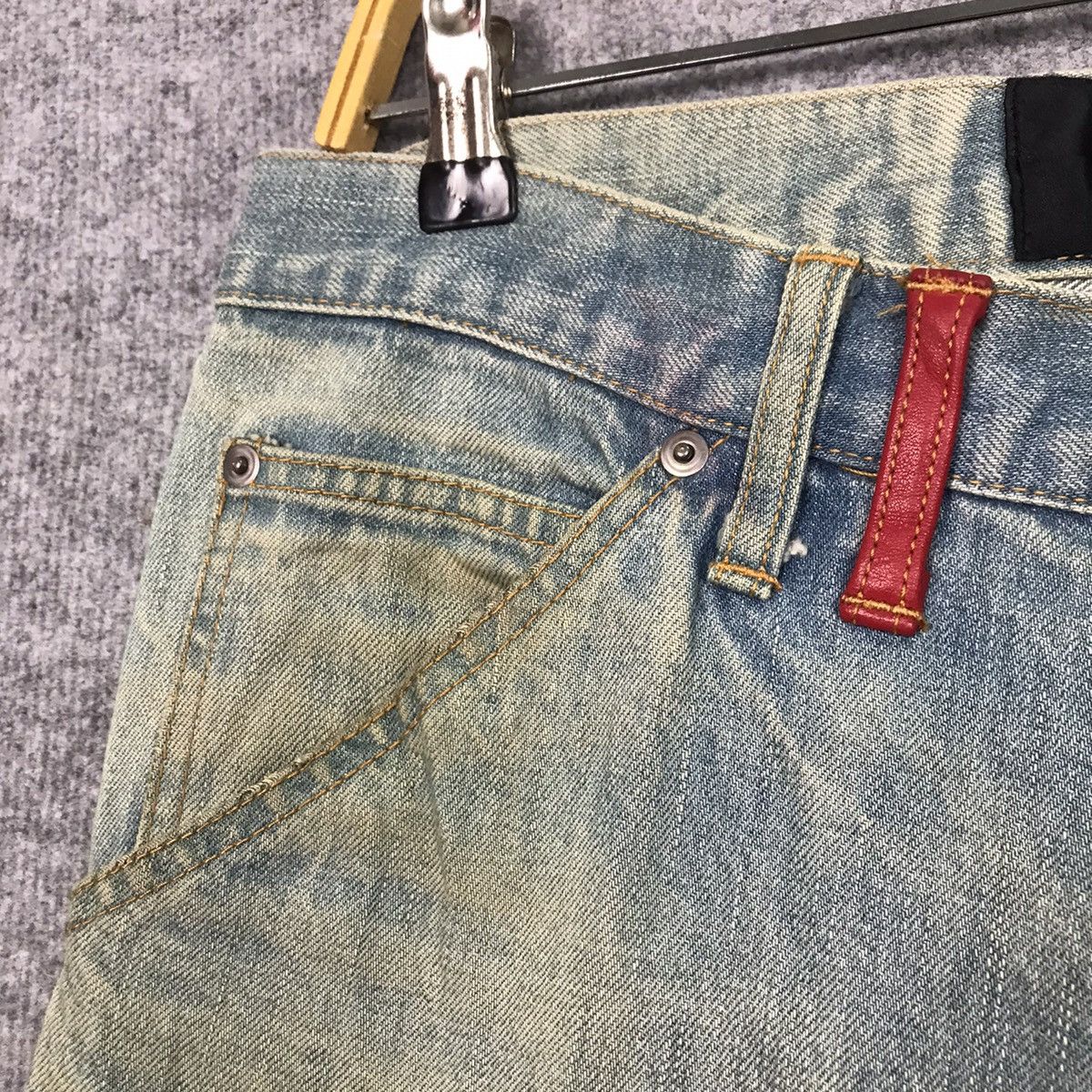 Japanese Brand 💀PATCHWORK LEATHER BLOOD JAPANESE DISTRESSED DENIM PANTS Size US 32 / EU 48 - 10 Thumbnail