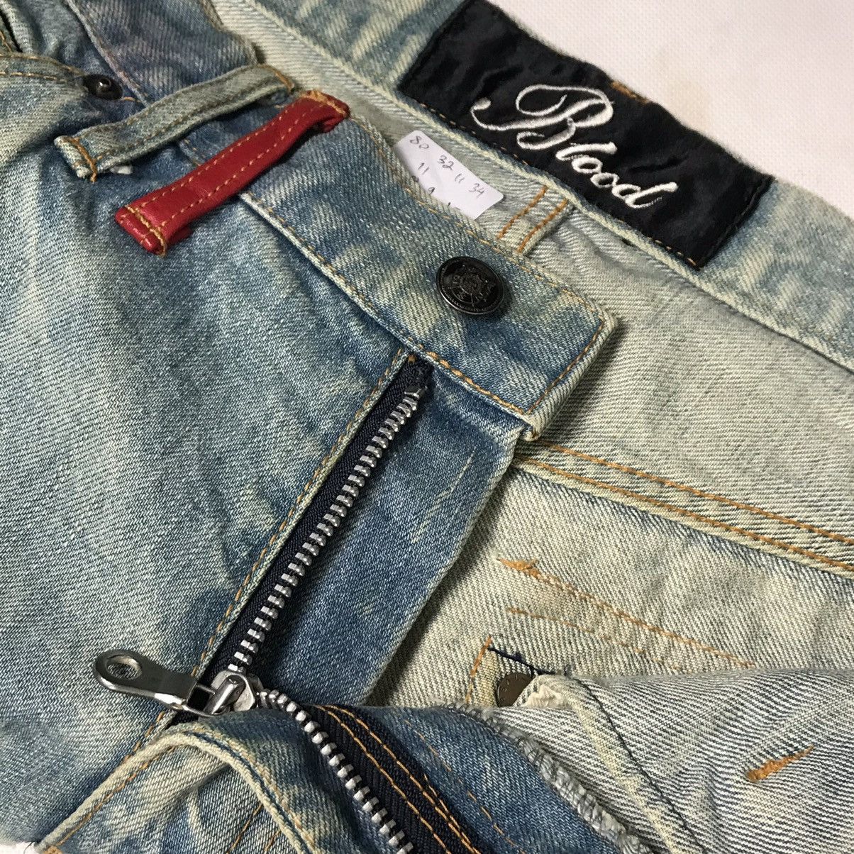 Japanese Brand 💀PATCHWORK LEATHER BLOOD JAPANESE DISTRESSED DENIM PANTS Size US 32 / EU 48 - 12 Thumbnail