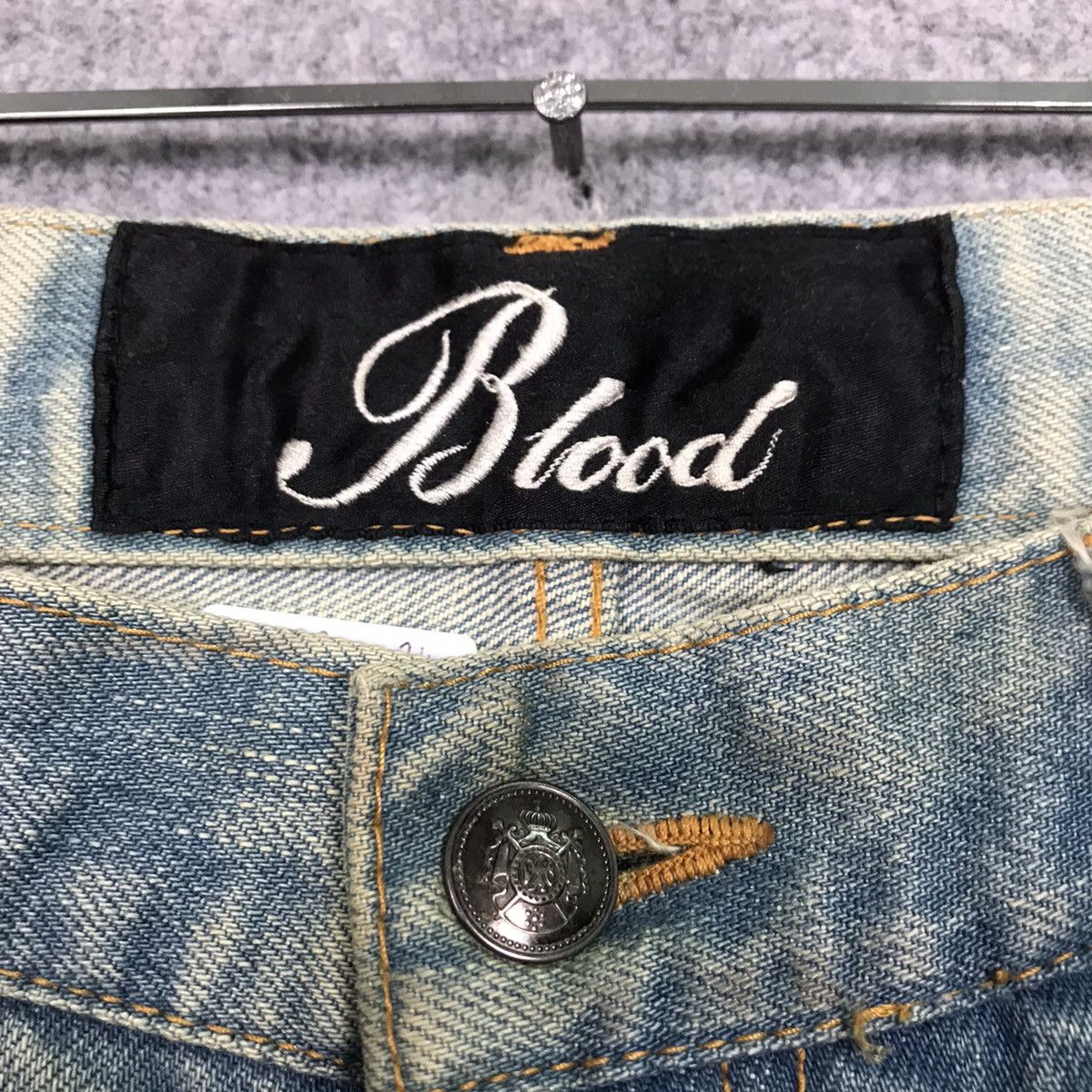 Japanese Brand 💀PATCHWORK LEATHER BLOOD JAPANESE DISTRESSED DENIM PANTS Size US 32 / EU 48 - 9 Thumbnail