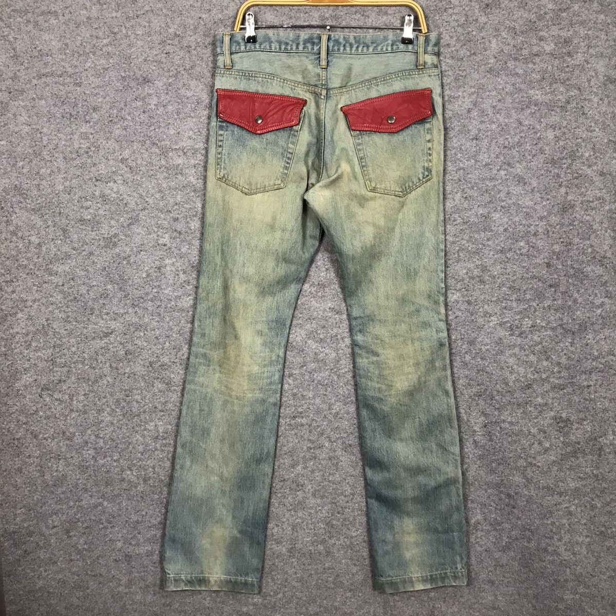 Japanese Brand 💀PATCHWORK LEATHER BLOOD JAPANESE DISTRESSED DENIM PANTS Size US 32 / EU 48 - 2 Thumbnail