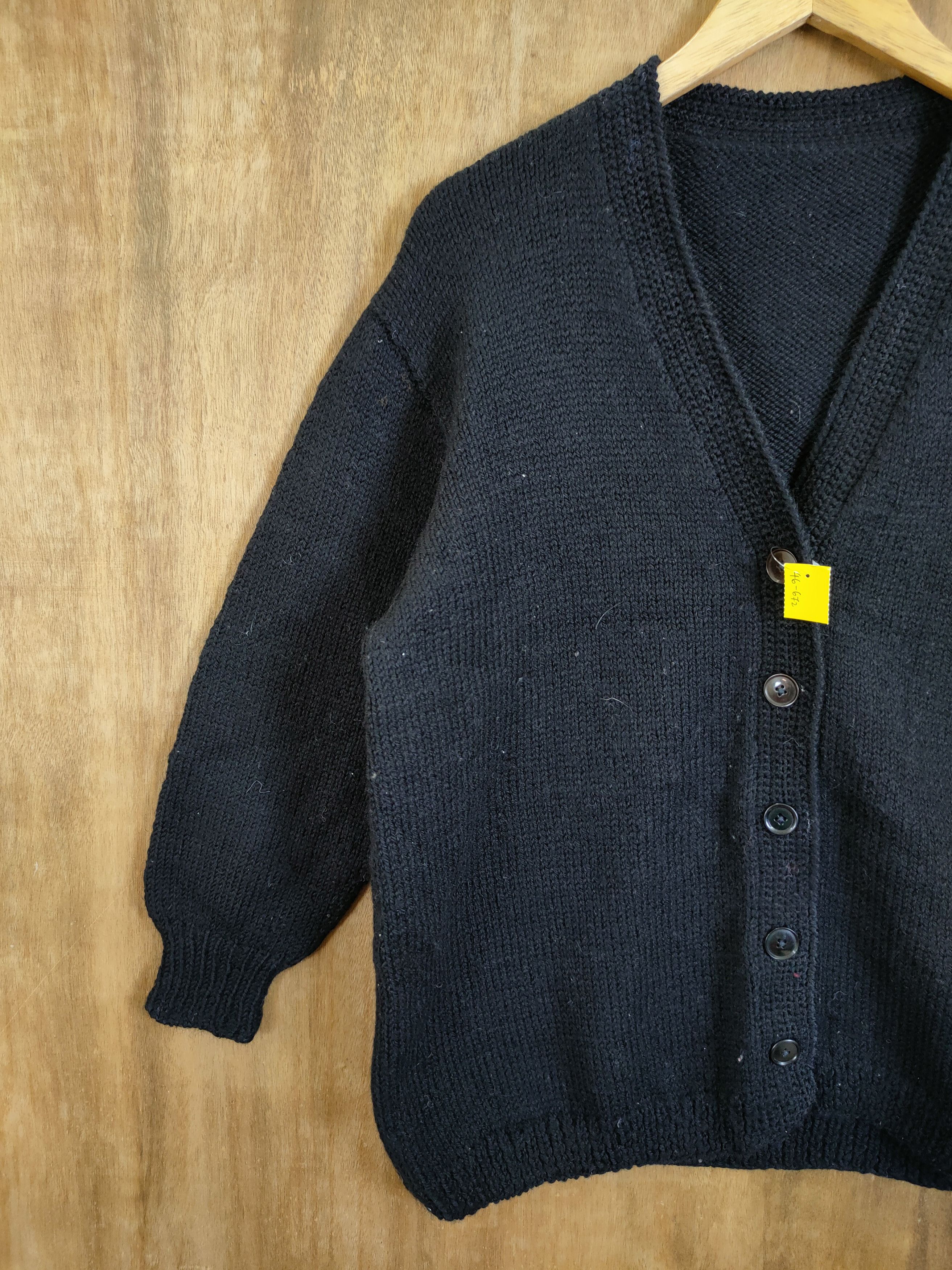 Homespun Knitwear Japan plain black vintage cardigan knitwear #46-672 Size US M / EU 48-50 / 2 - 2 Thumbnail