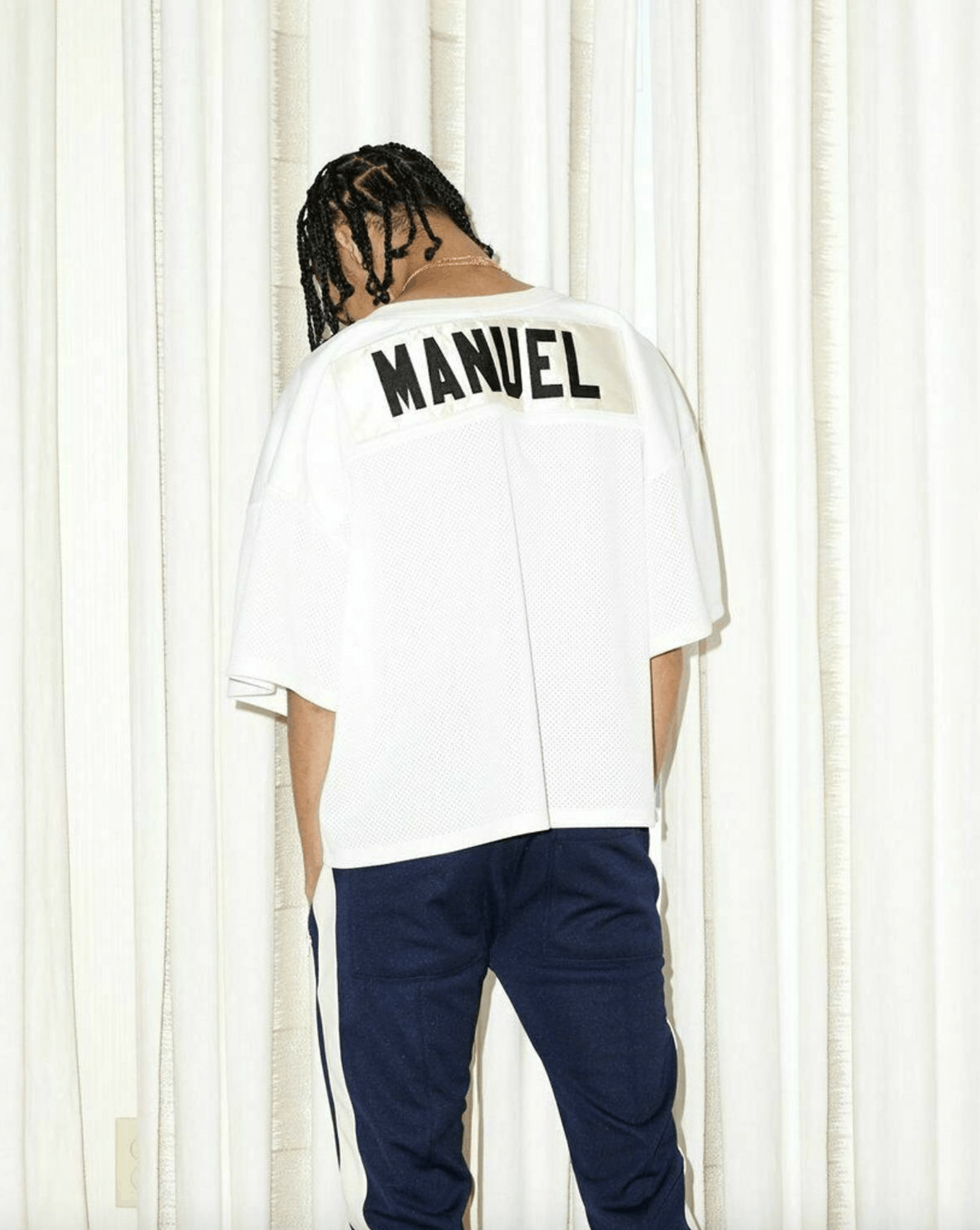 image of $595+ Fear Of God Crop Top Manuel Jersey Fifth T Shirt L/xl in White, Men's