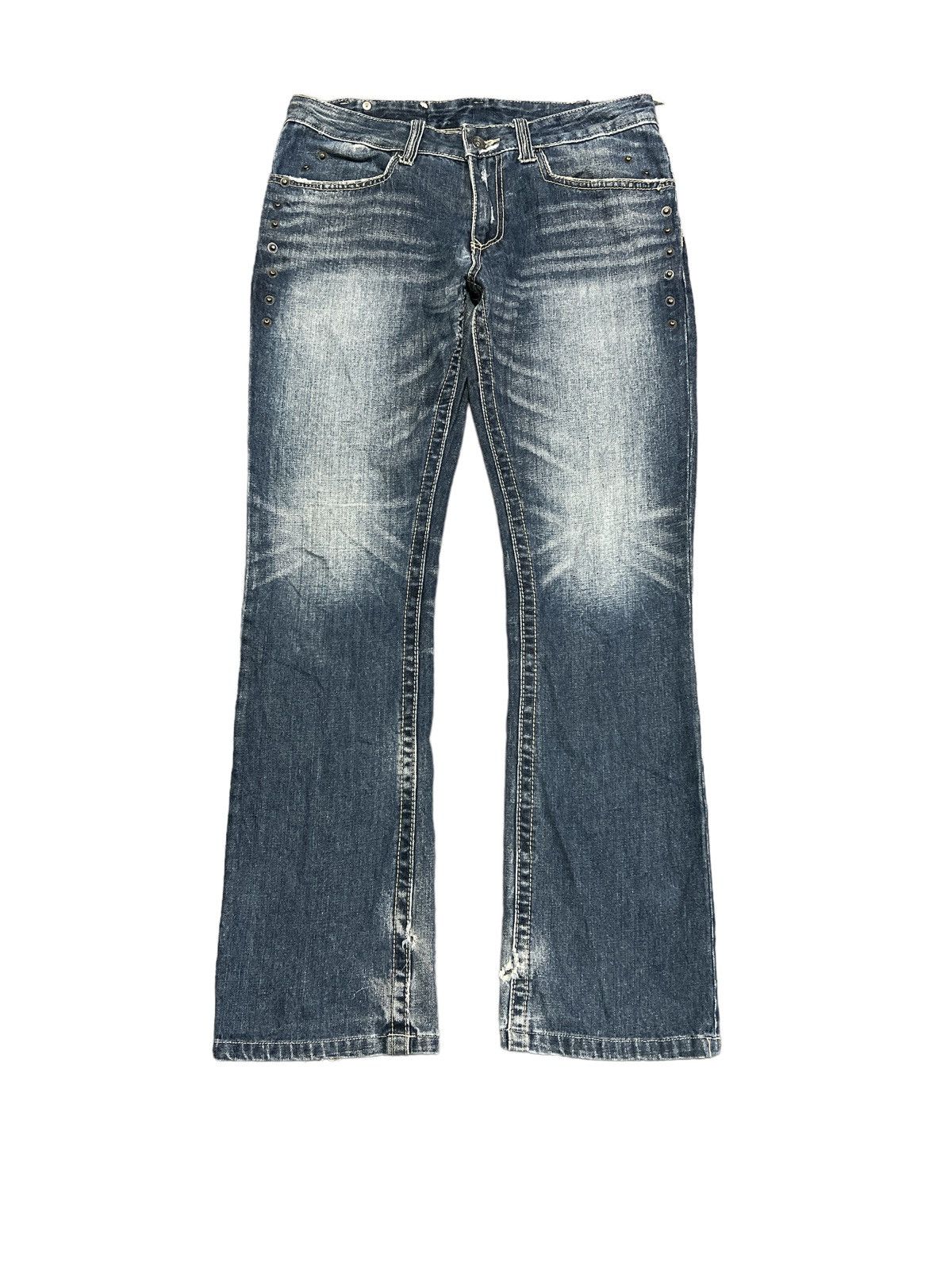 Japanese Brand STUDDED SEMANTIC DESIGN DISTRESSED DENIM PANT Size US 31 - 1 Thumbnail