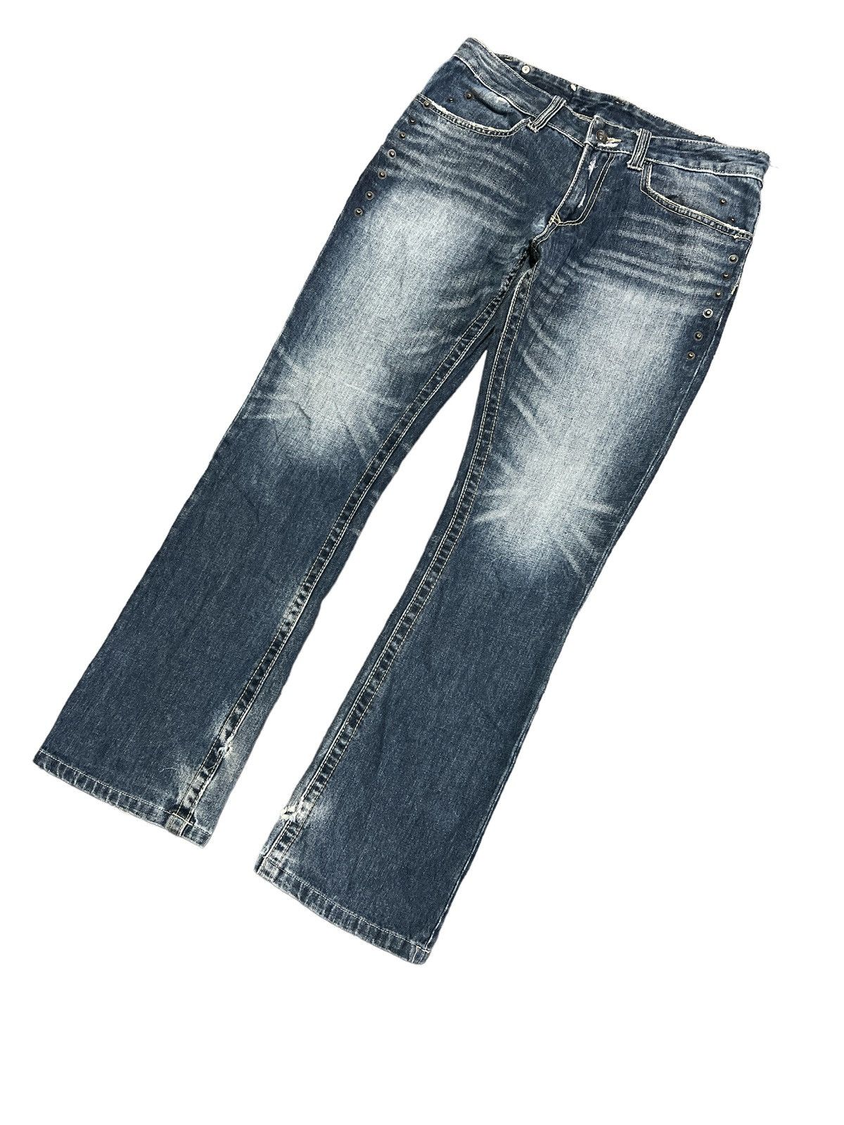 Japanese Brand STUDDED SEMANTIC DESIGN DISTRESSED DENIM PANT Size US 31 - 4 Thumbnail