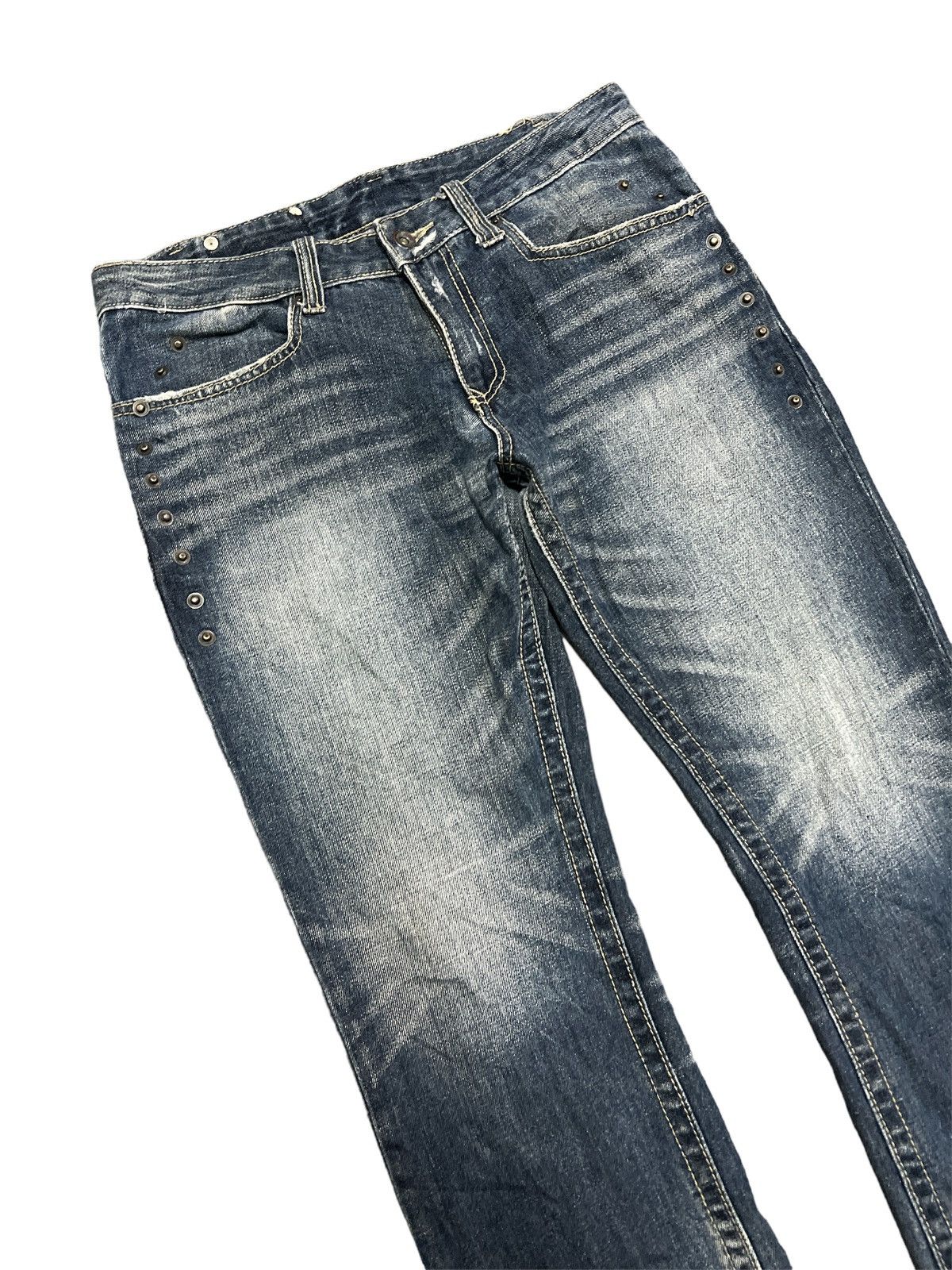 Japanese Brand STUDDED SEMANTIC DESIGN DISTRESSED DENIM PANT Size US 31 - 6 Thumbnail