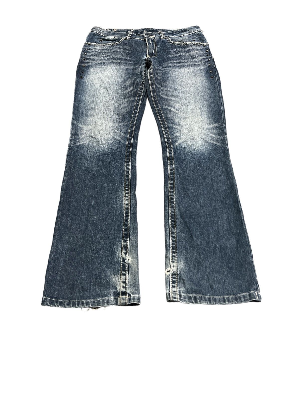 Japanese Brand STUDDED SEMANTIC DESIGN DISTRESSED DENIM PANT Size US 31 - 5 Thumbnail