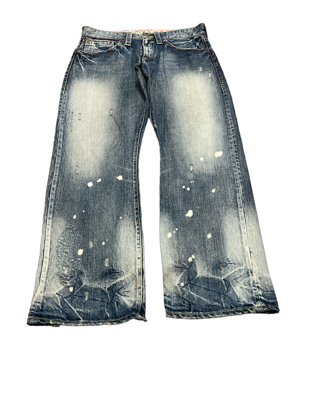 Japanese Brand BAGGY💥THRASHED COCOLULU DISTRESSED DENIM PANT Size US 33 - 2 Thumbnail