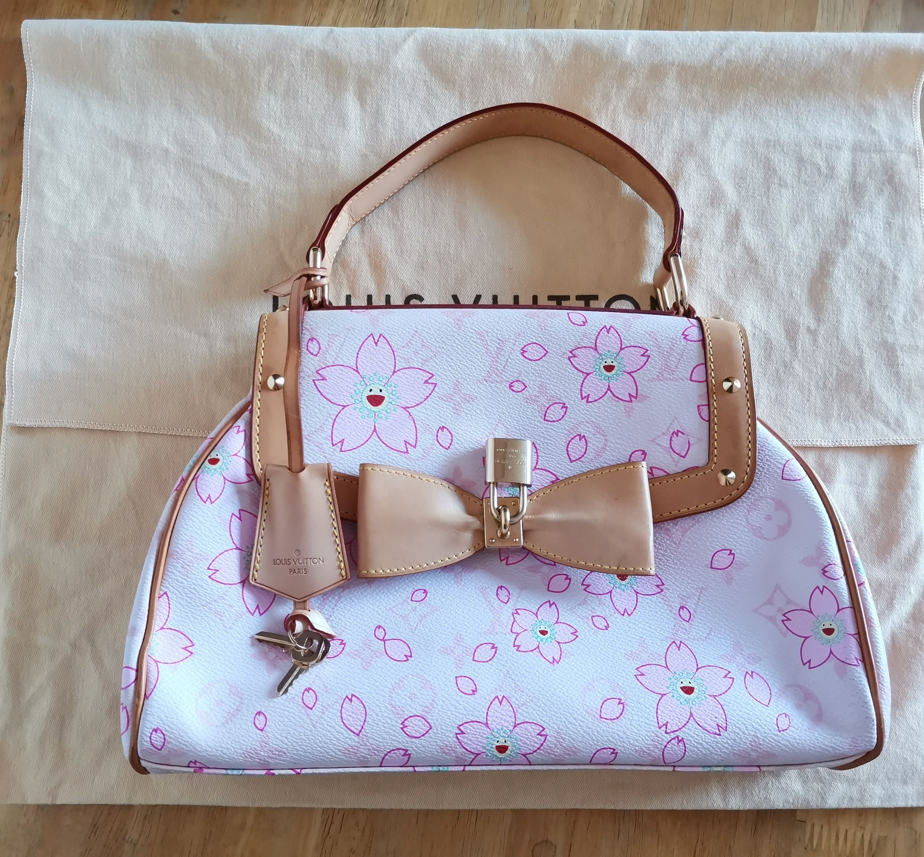 A SET OF TWO: A LIMITED EDITION CHERRY BLOSSOM MONOGRAM PAPILLON BAG BY TAKASHI  MURAKAMI AND A LIMITED EDITION CHERRY BLOSSOM MONOGRAM POCHETTE BY TAKASHI  MURAKAMI, LOUIS VUITTON, 2003