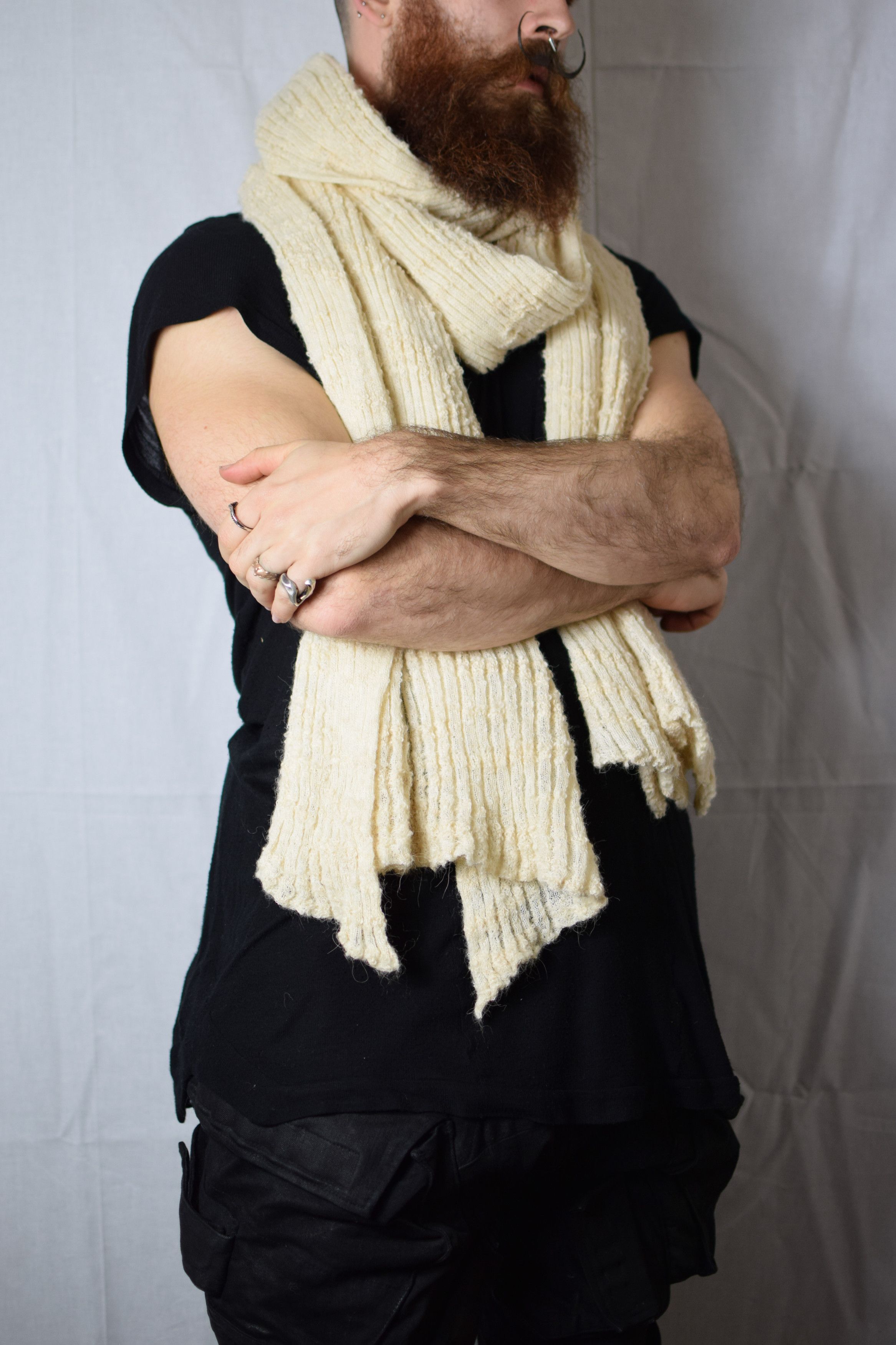 image of Julius Aw14 Glitch Scarf - 477Stu4 in Tan, Men's