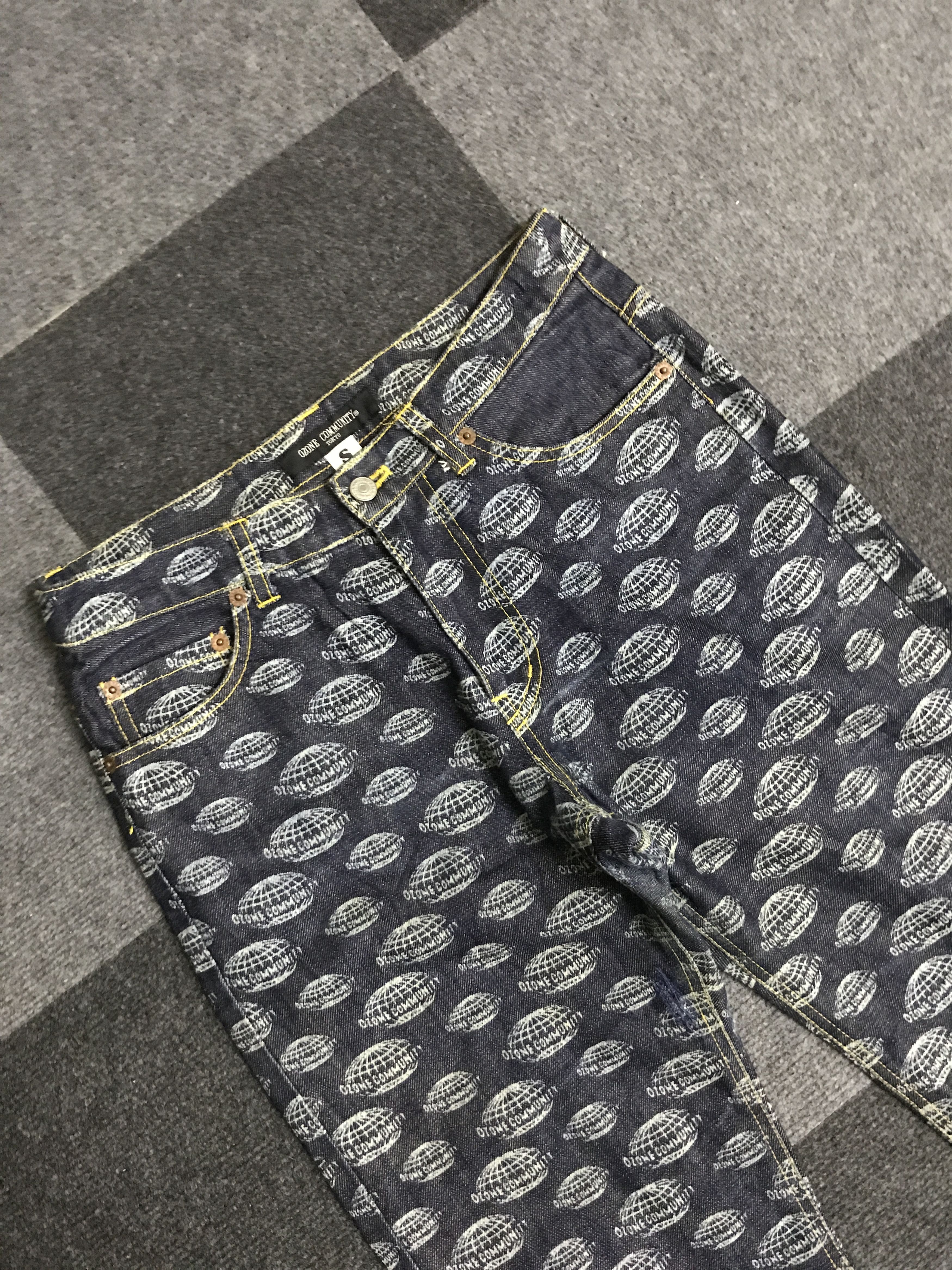 Japanese Brand D153 OZONE COMMUNITY Japan Full Print Flare Jeans Size US 26 / EU 42 - 4 Thumbnail