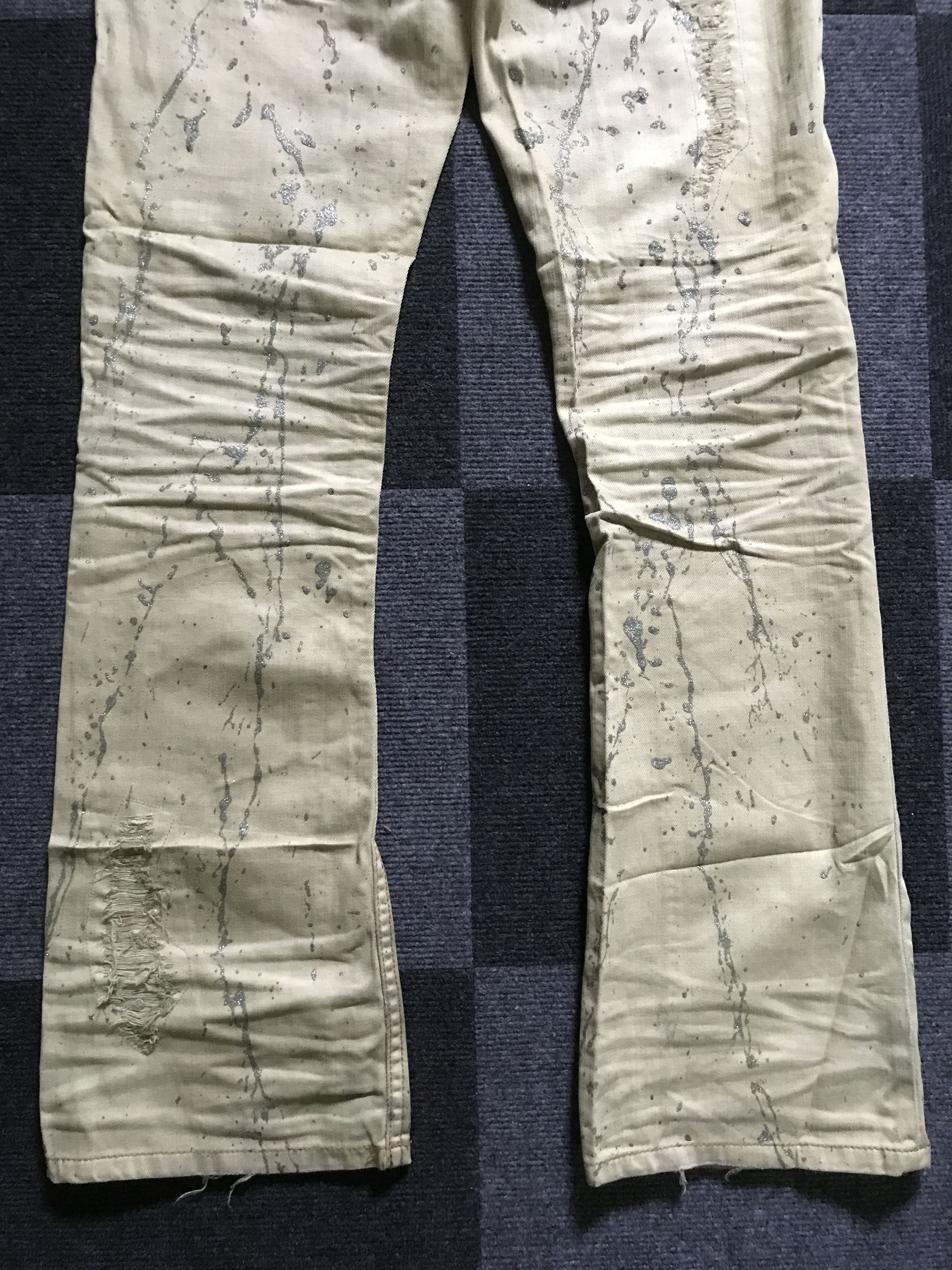 Japanese Brand D100 Midas Japan Low Rise Punk Painter Distressed Flar Jeans Size US 28 / EU 44 - 17 Thumbnail