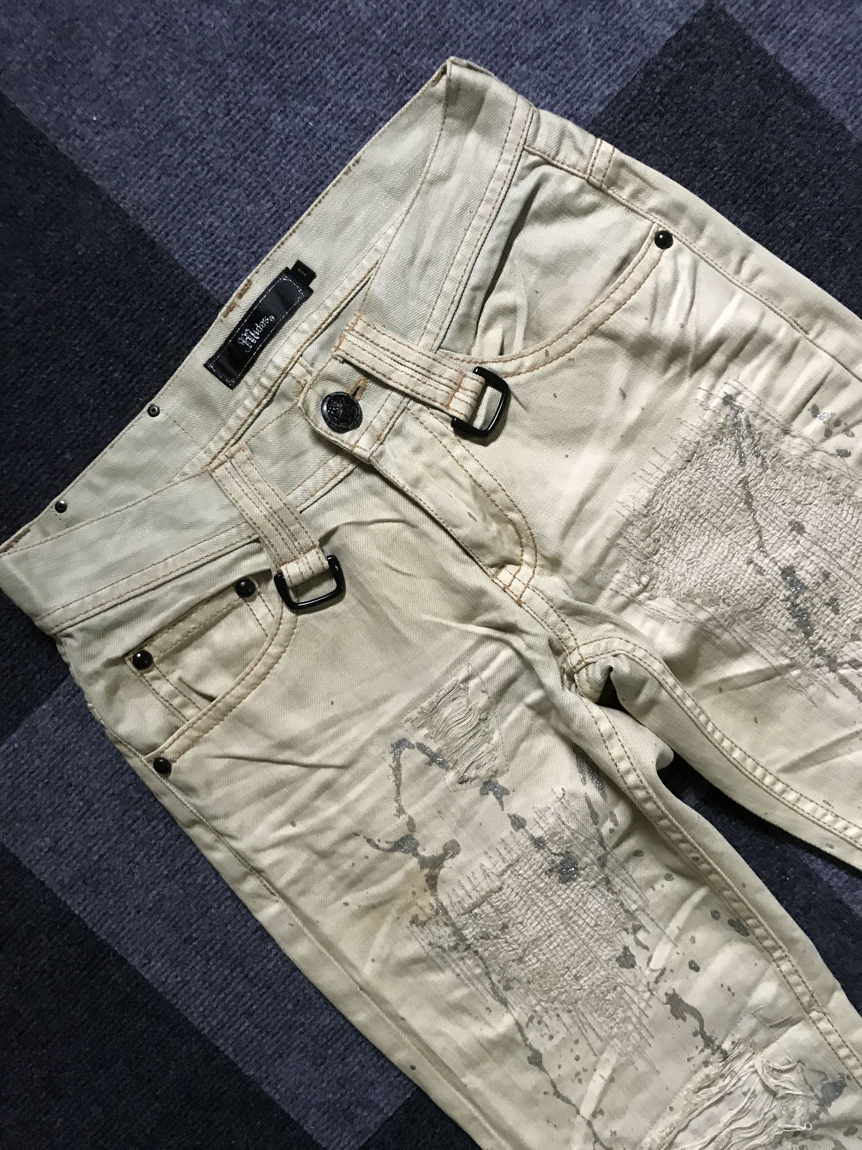 Japanese Brand D100 Midas Japan Low Rise Punk Painter Distressed Flar Jeans Size US 28 / EU 44 - 2 Thumbnail