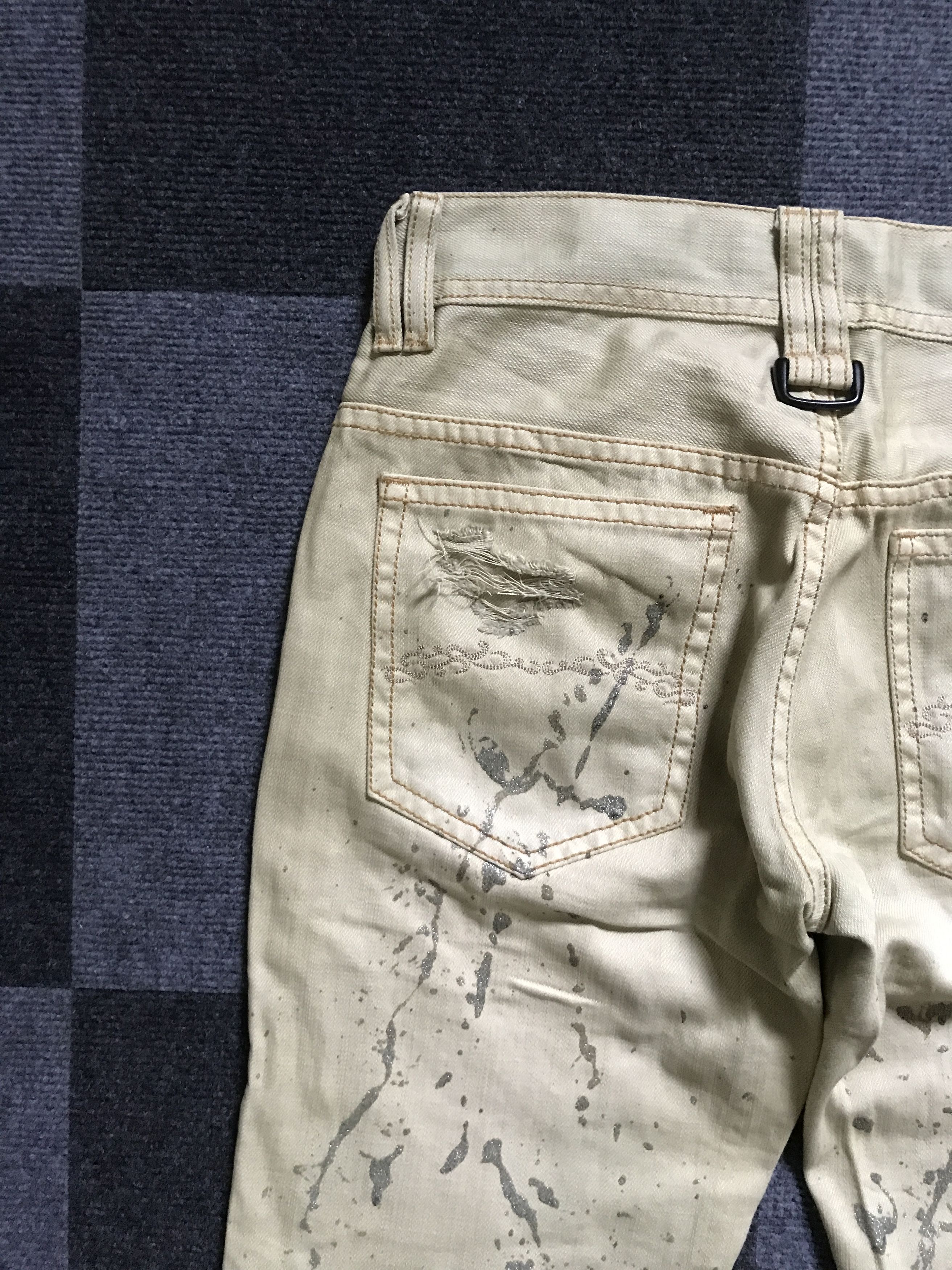 Japanese Brand D100 Midas Japan Low Rise Punk Painter Distressed Flar Jeans Size US 28 / EU 44 - 16 Thumbnail