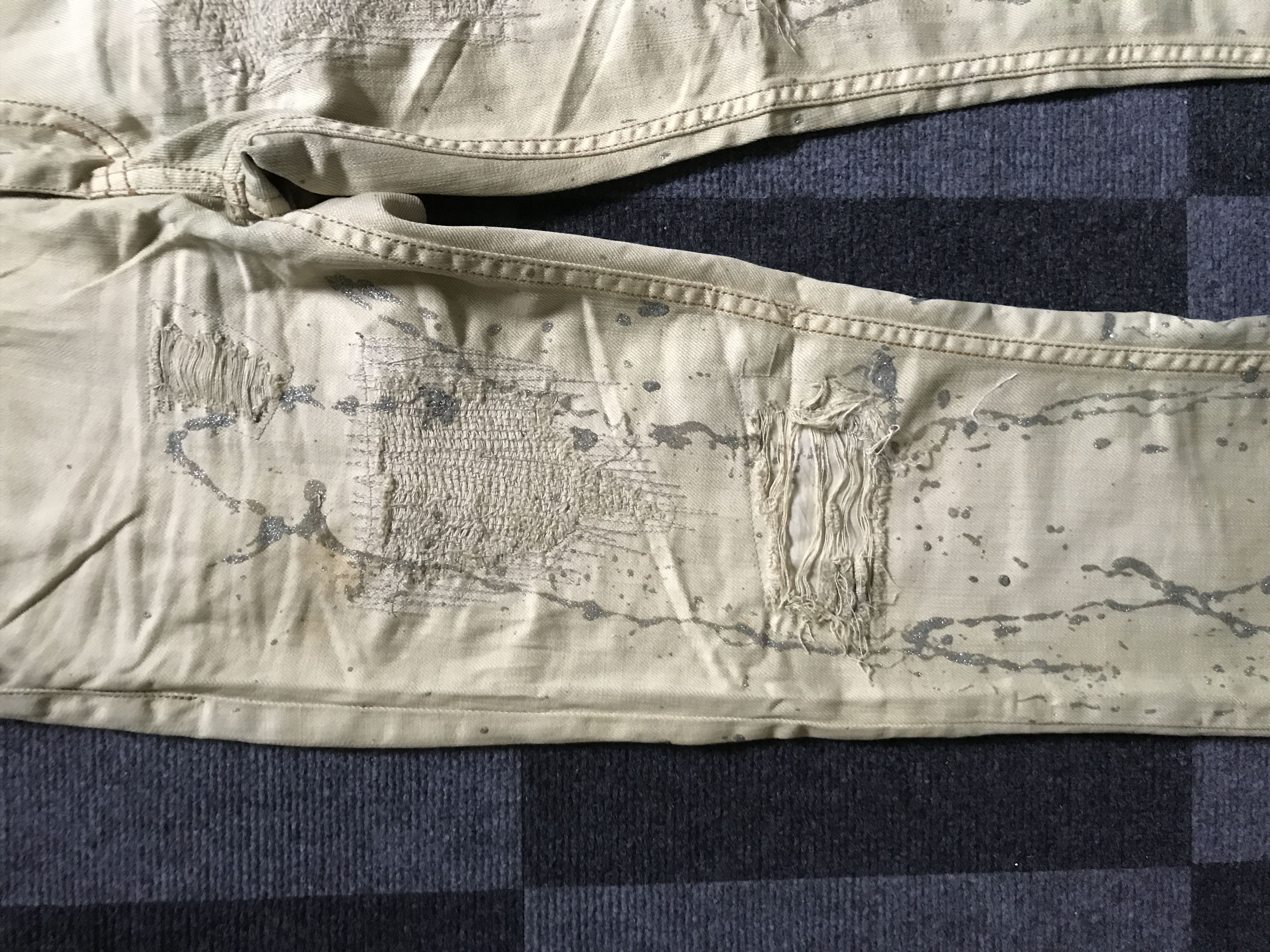Japanese Brand D100 Midas Japan Low Rise Punk Painter Distressed Flar Jeans Size US 28 / EU 44 - 7 Thumbnail