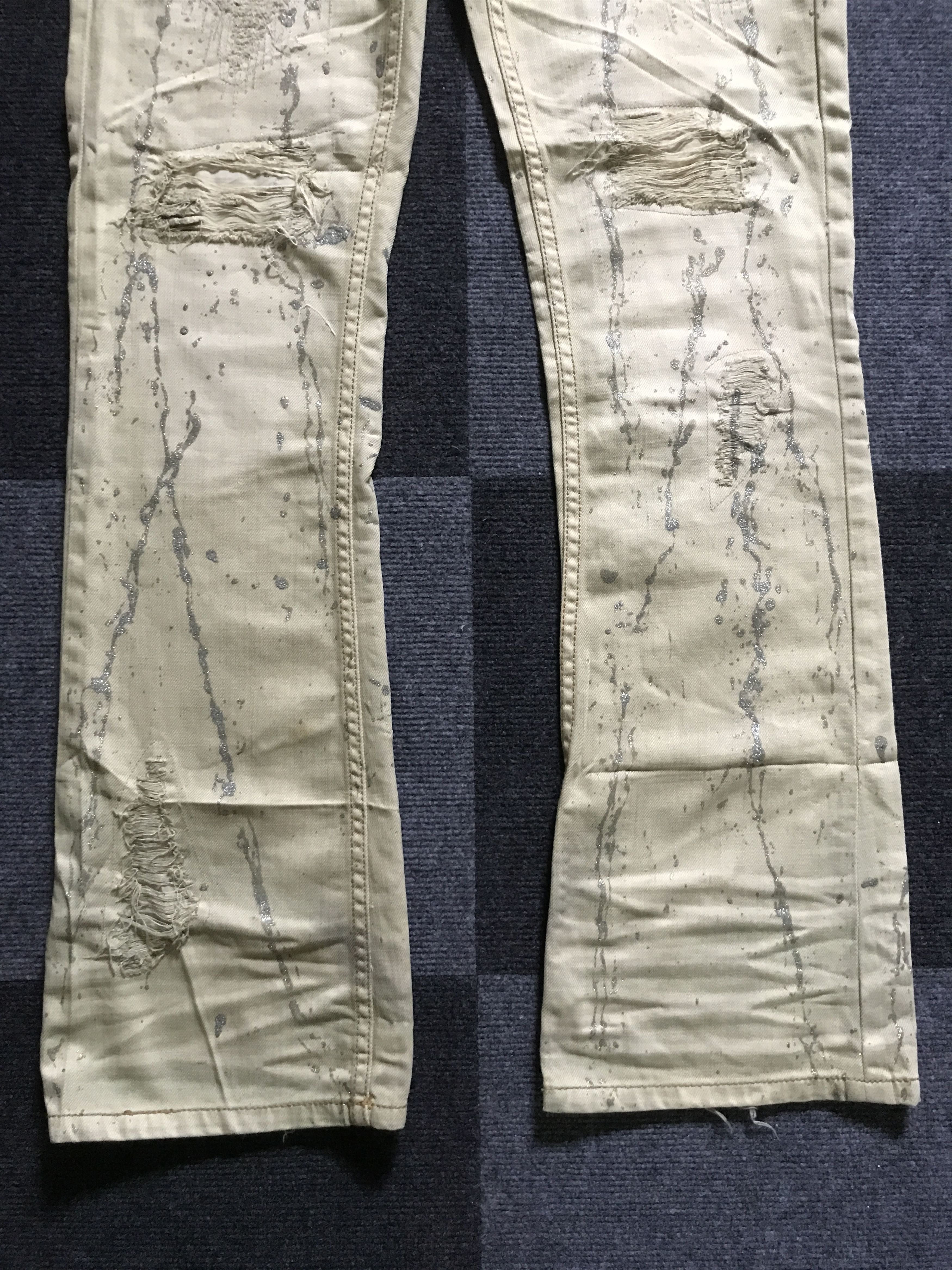 Japanese Brand D100 Midas Japan Low Rise Punk Painter Distressed Flar Jeans Size US 28 / EU 44 - 10 Thumbnail