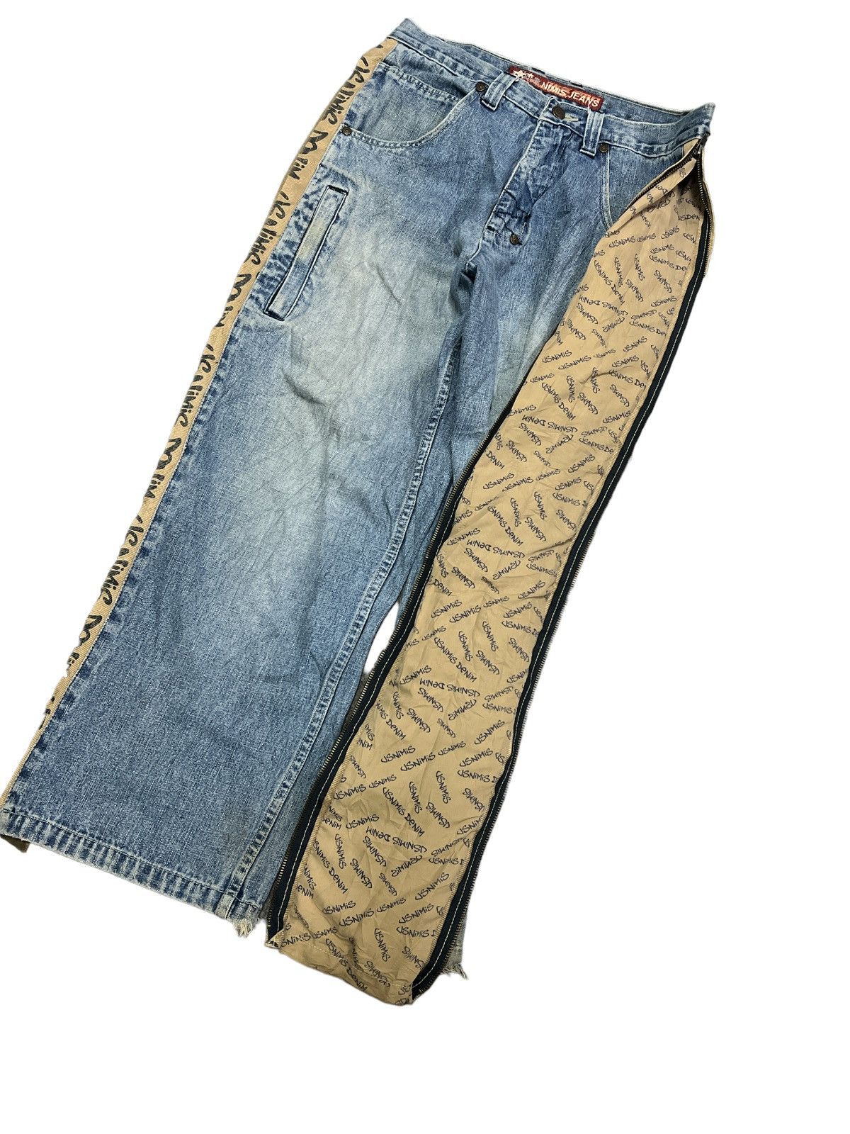 Other BAGGY💥Y2K‼️NIMIS JEANS SIDE TAPE ZIPPER DISTRESSED PANT Size US 30 / EU 46 - 5 Thumbnail