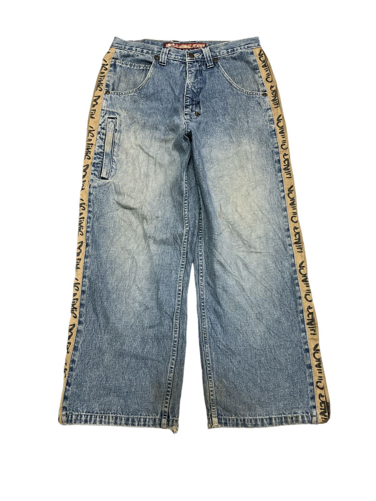 Other BAGGY💥Y2K‼️NIMIS JEANS SIDE TAPE ZIPPER DISTRESSED PANT Size US 30 / EU 46 - 1 Thumbnail