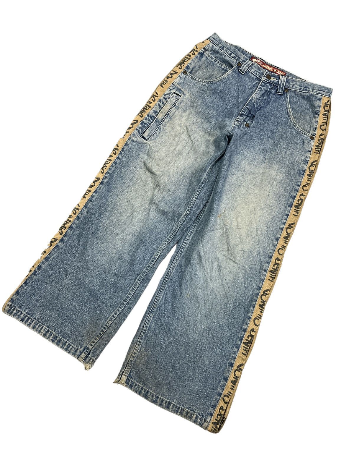 Other BAGGY💥Y2K‼️NIMIS JEANS SIDE TAPE ZIPPER DISTRESSED PANT Size US 30 / EU 46 - 4 Thumbnail