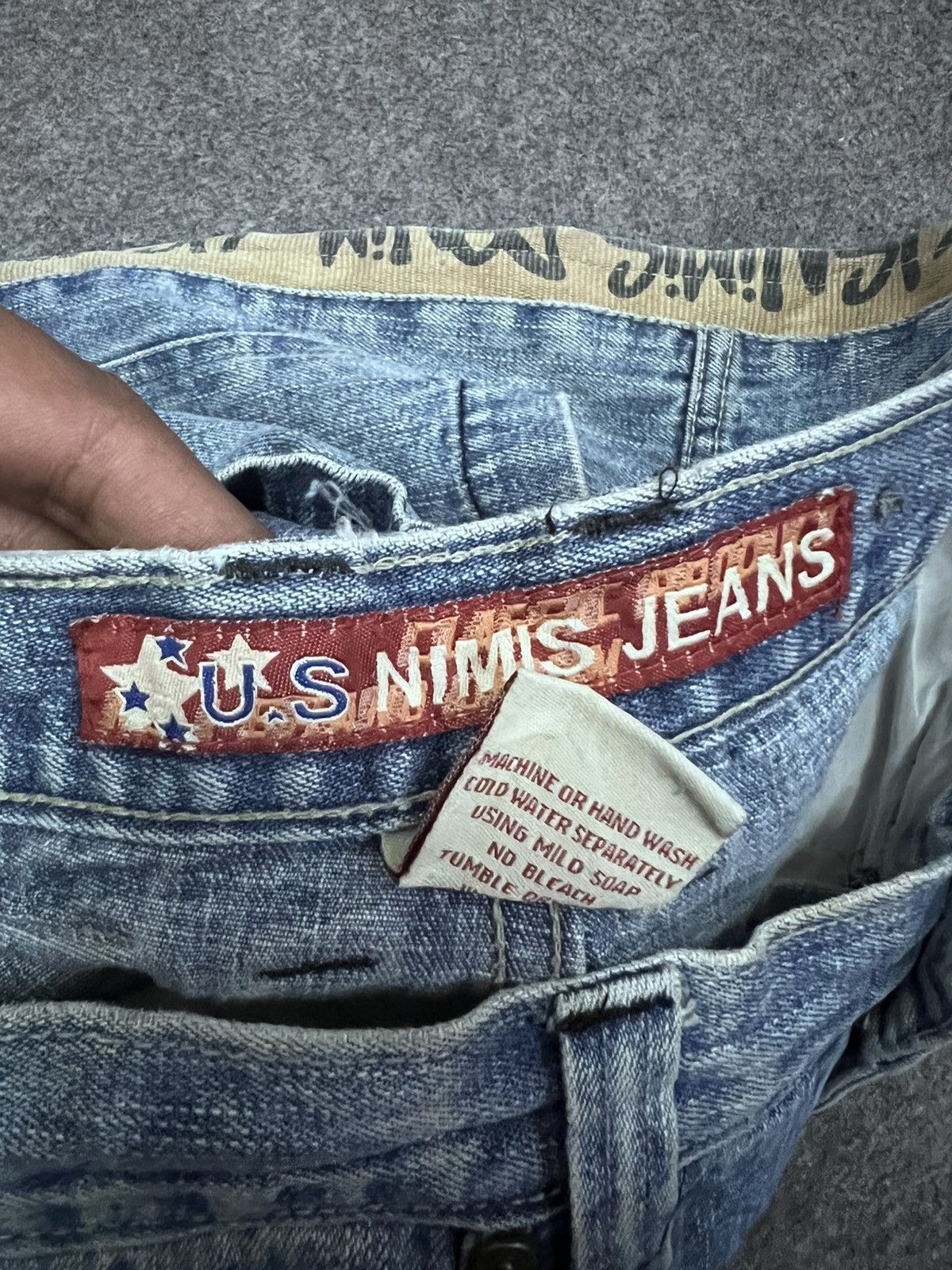 Other BAGGY💥Y2K‼️NIMIS JEANS SIDE TAPE ZIPPER DISTRESSED PANT Size US 30 / EU 46 - 8 Thumbnail