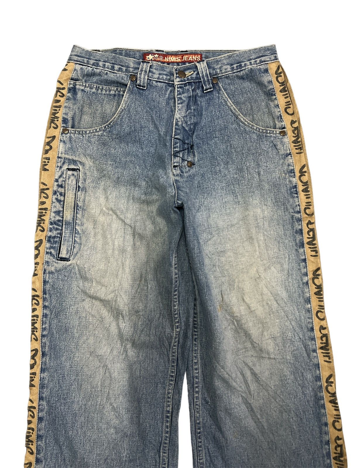 Other BAGGY💥Y2K‼️NIMIS JEANS SIDE TAPE ZIPPER DISTRESSED PANT Size US 30 / EU 46 - 2 Thumbnail