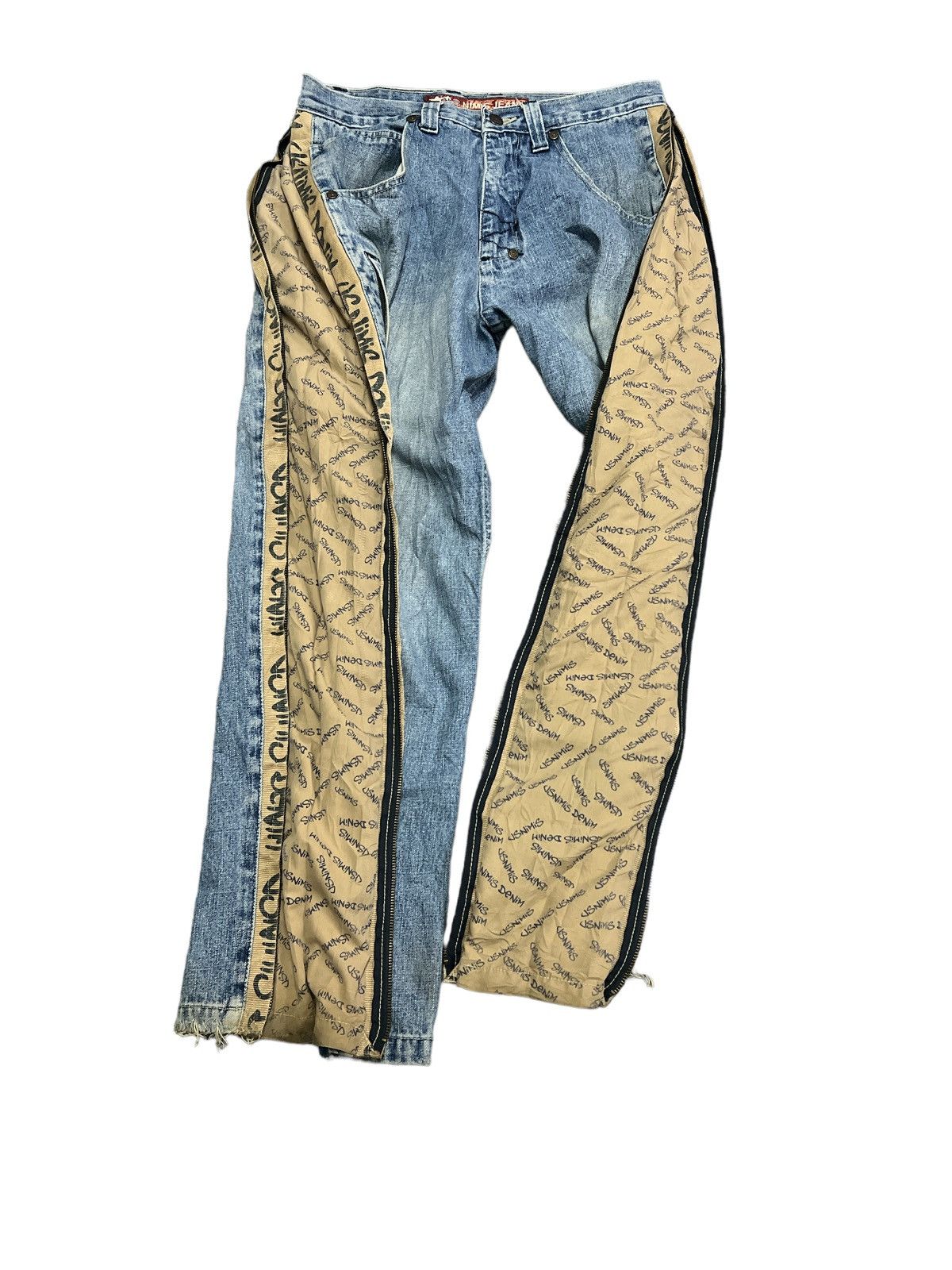 Other BAGGY💥Y2K‼️NIMIS JEANS SIDE TAPE ZIPPER DISTRESSED PANT Size US 30 / EU 46 - 6 Thumbnail