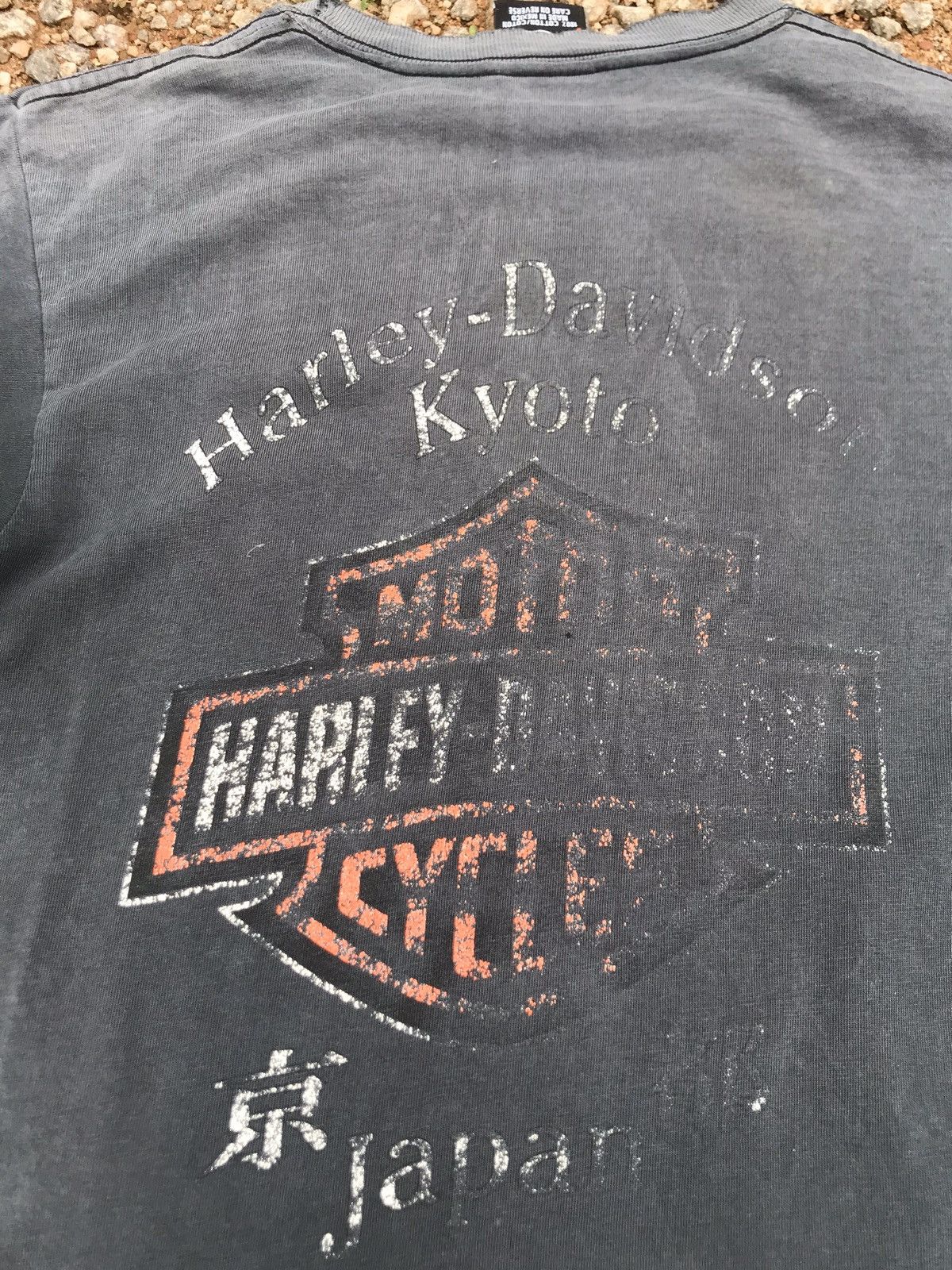 Band Tees × Harley Davidson × Vintage Vintage Distress Harley Davidson Tour Kyoto Japan Size US S / EU 44-46 / 1 - 8 Thumbnail