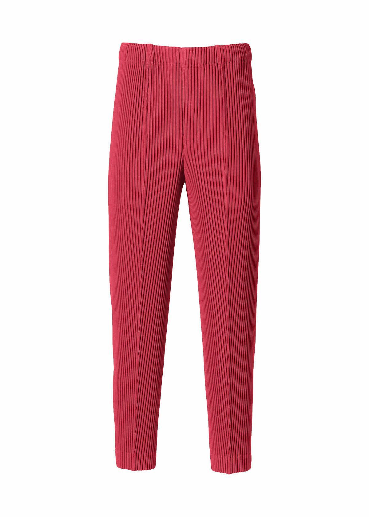 image of Issey Miyake Homme Plissé 2022 Ss Tapered Pants in Shock Red, Men's (Size 30)