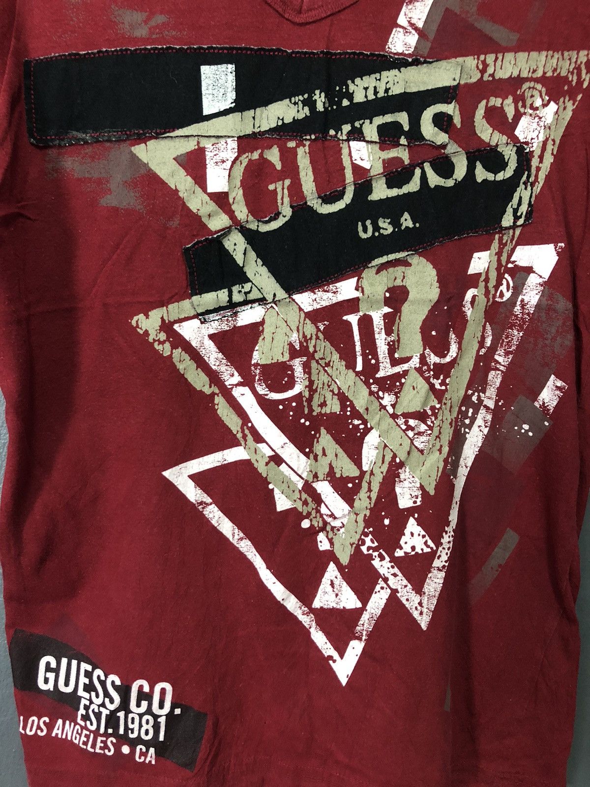 Guess × Vintage VINTAGE GUESS USA PATCHWORK V NECK SHIRT Size US S / EU 44-46 / 1 - 2 Thumbnail