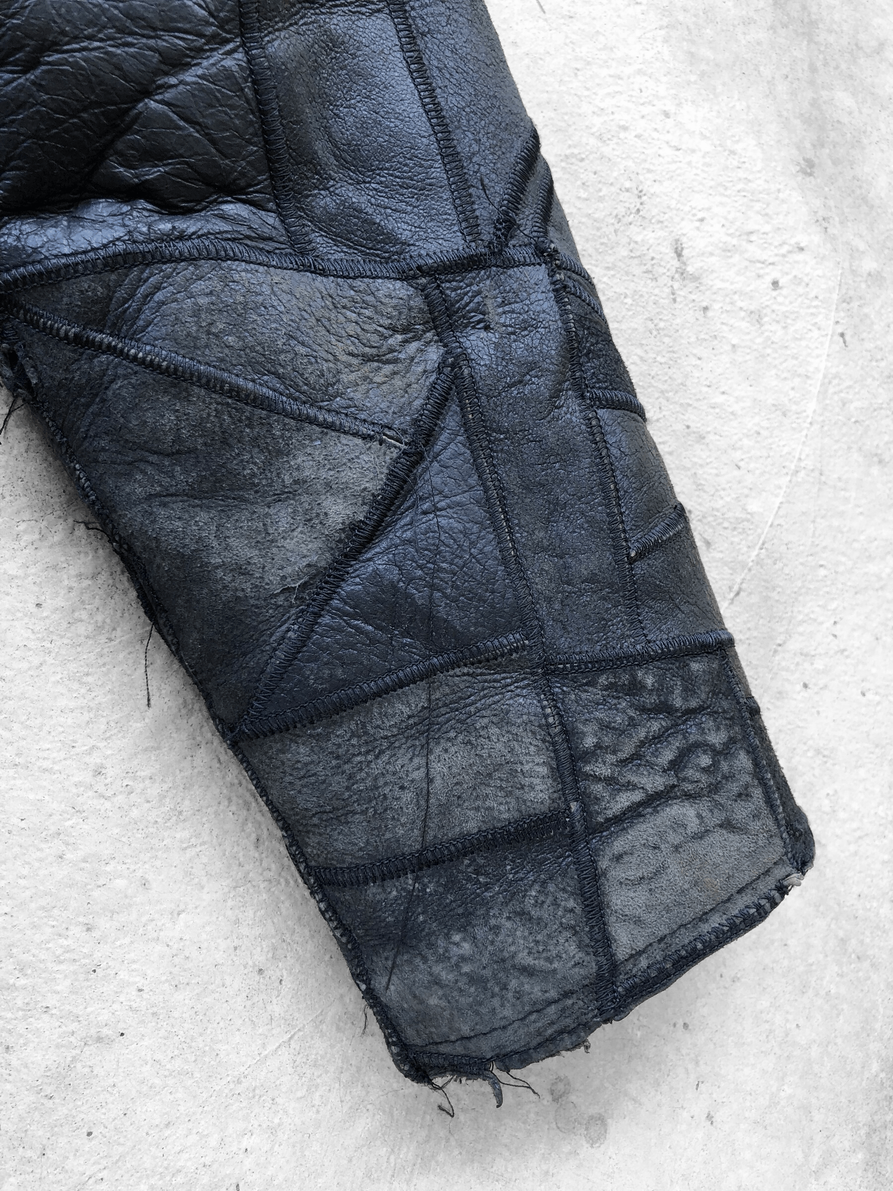 Leather OG🔥80s PURETÉ DISTRESS CRACKLED PATCHWORK SHEARLING LEATHER Size US L / EU 52-54 / 3 - 11 Thumbnail