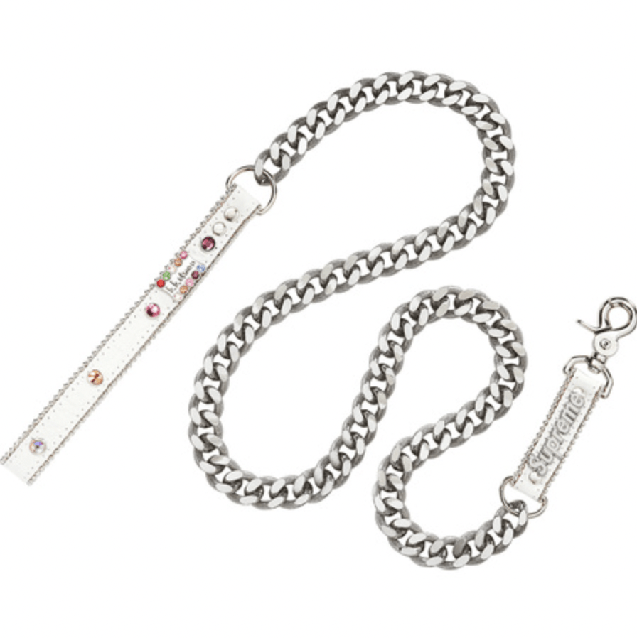 image of B B Simon x Supreme B.b. Simon Studded Dog Leash White, Men's